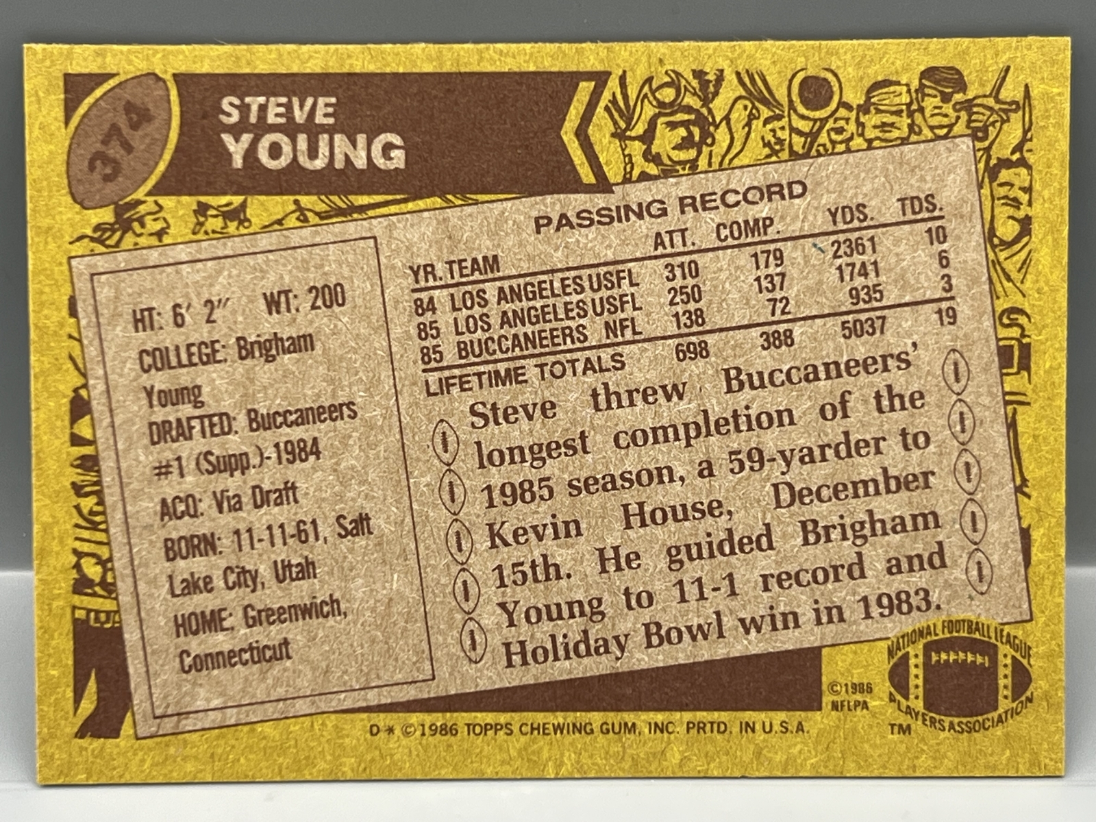 1986 Topps Steve Young RC #374