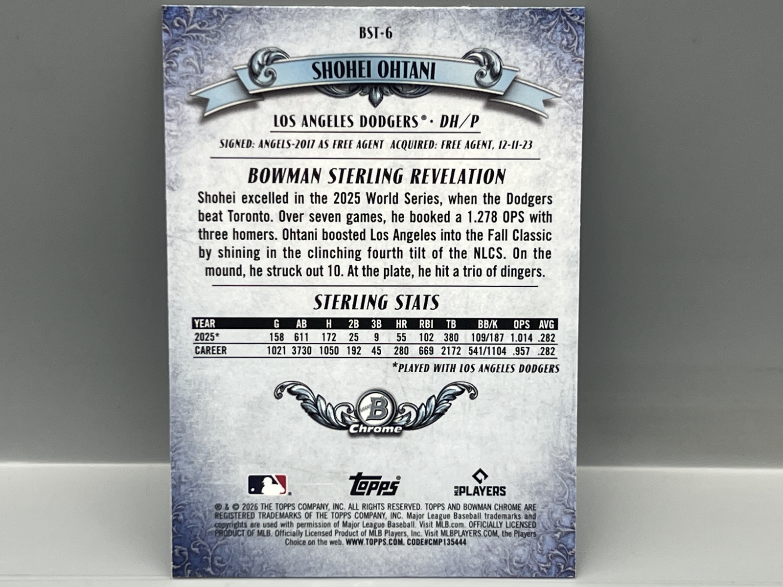 2026 Bowman Chrome Shohei Ohtani Sterling Refractor #BST-6