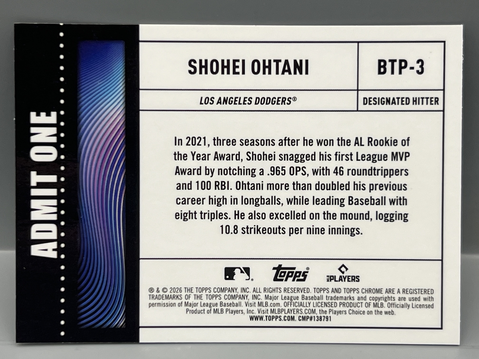 2026 Topps Chrome Shohei Ohtani Big Ticket Player Refractor #BTP-3