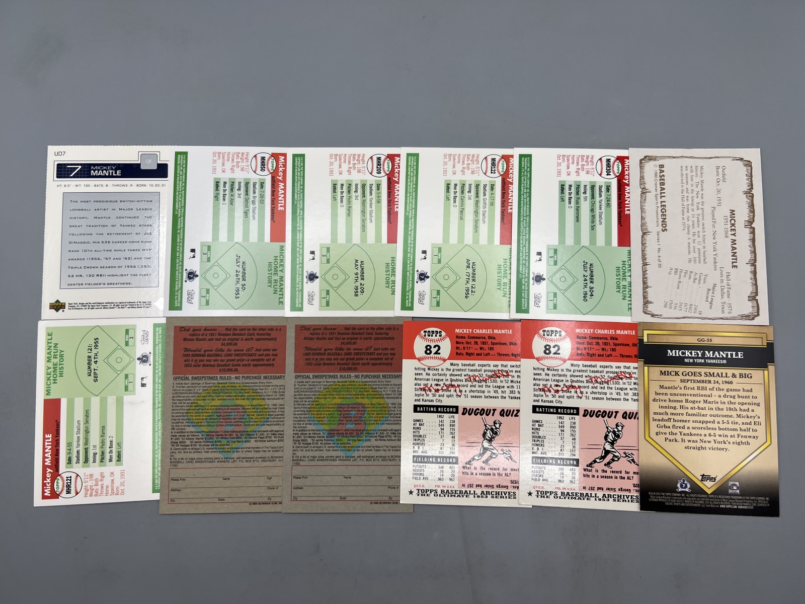 (Lot Of 12) Mickey Mantle Cards