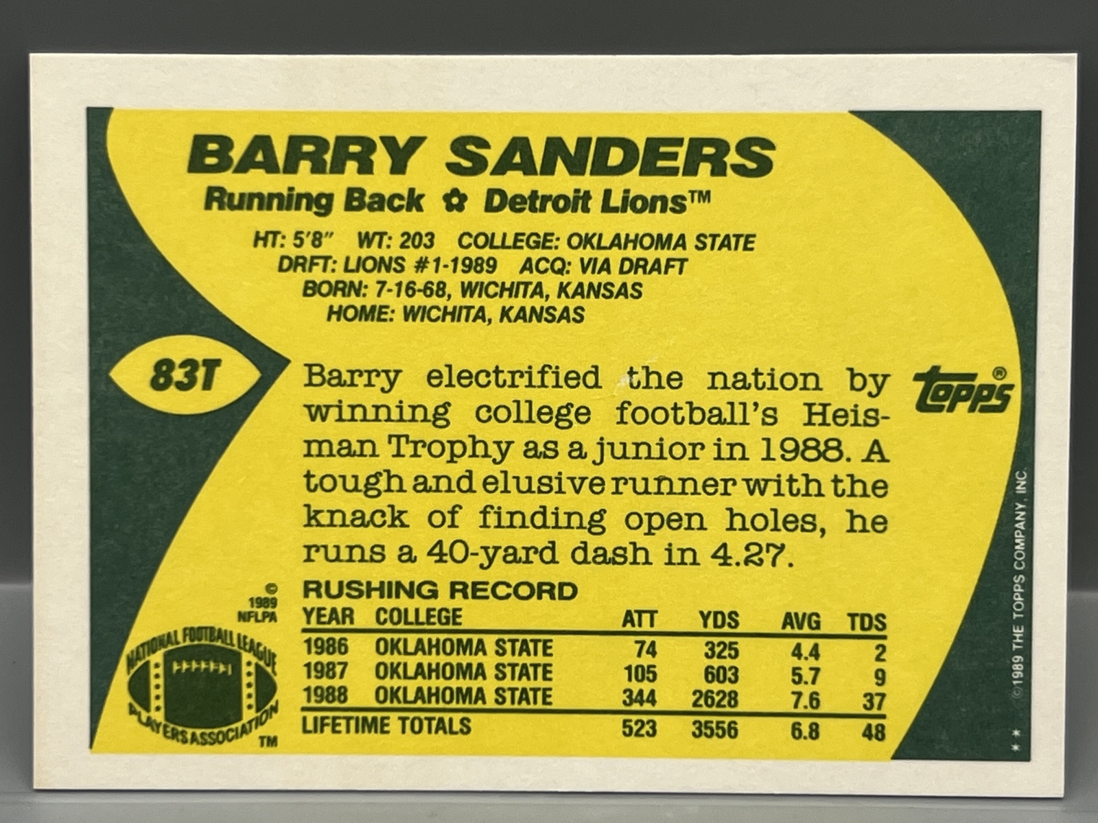 1989 Topps Traded Barry Sanders RC #83T