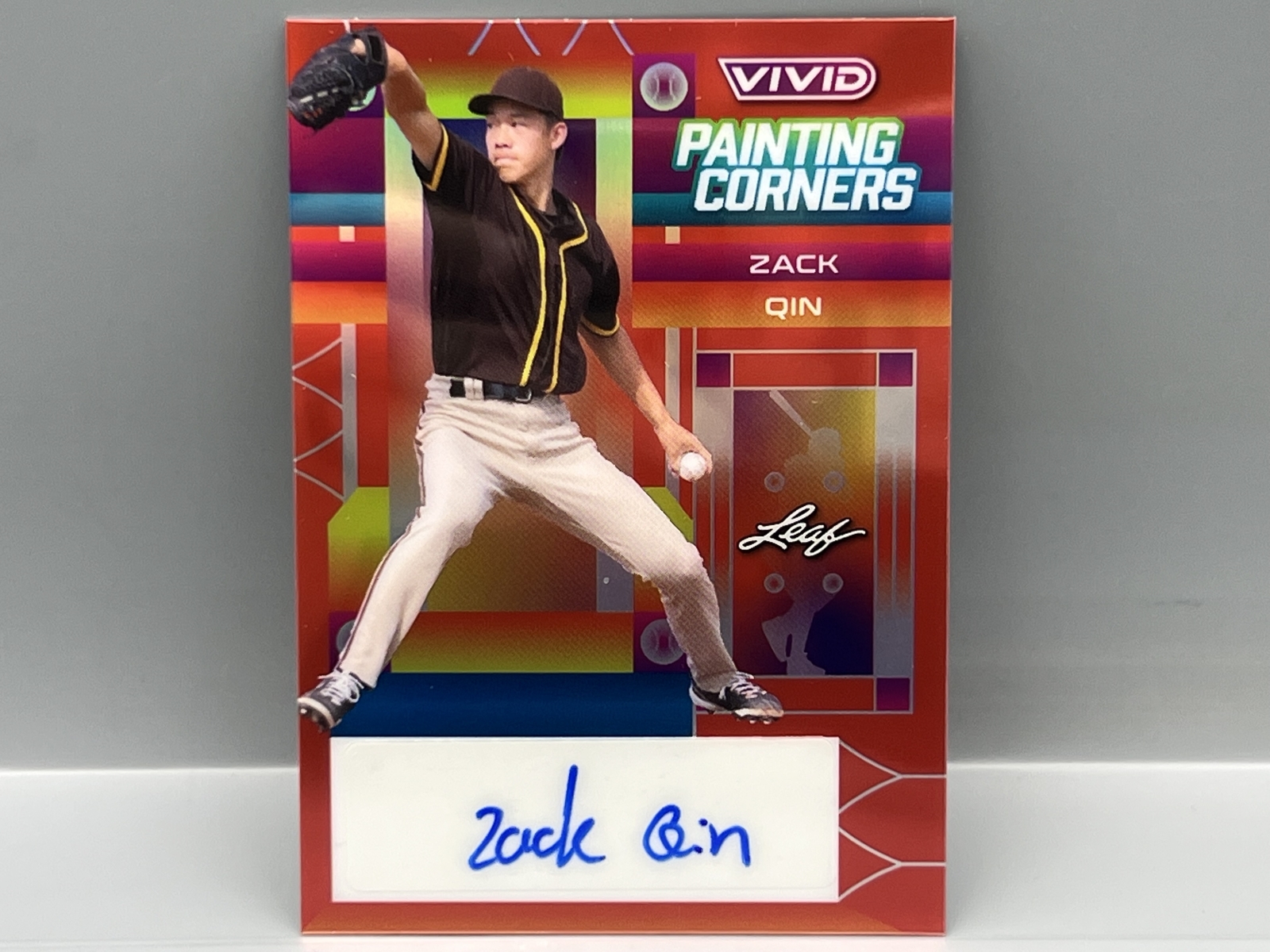 2022 Leaf Vivid Zack Qin Painting Corners Red Auto #/35