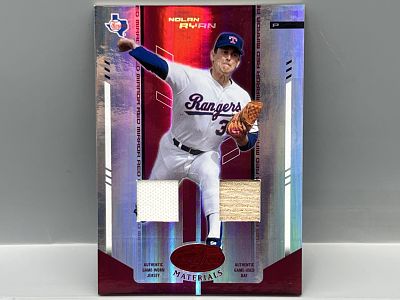 2004 Leaf Certified Materials Nolan Ryan Red Dual Game Used Bat & Jersey Relic #/250