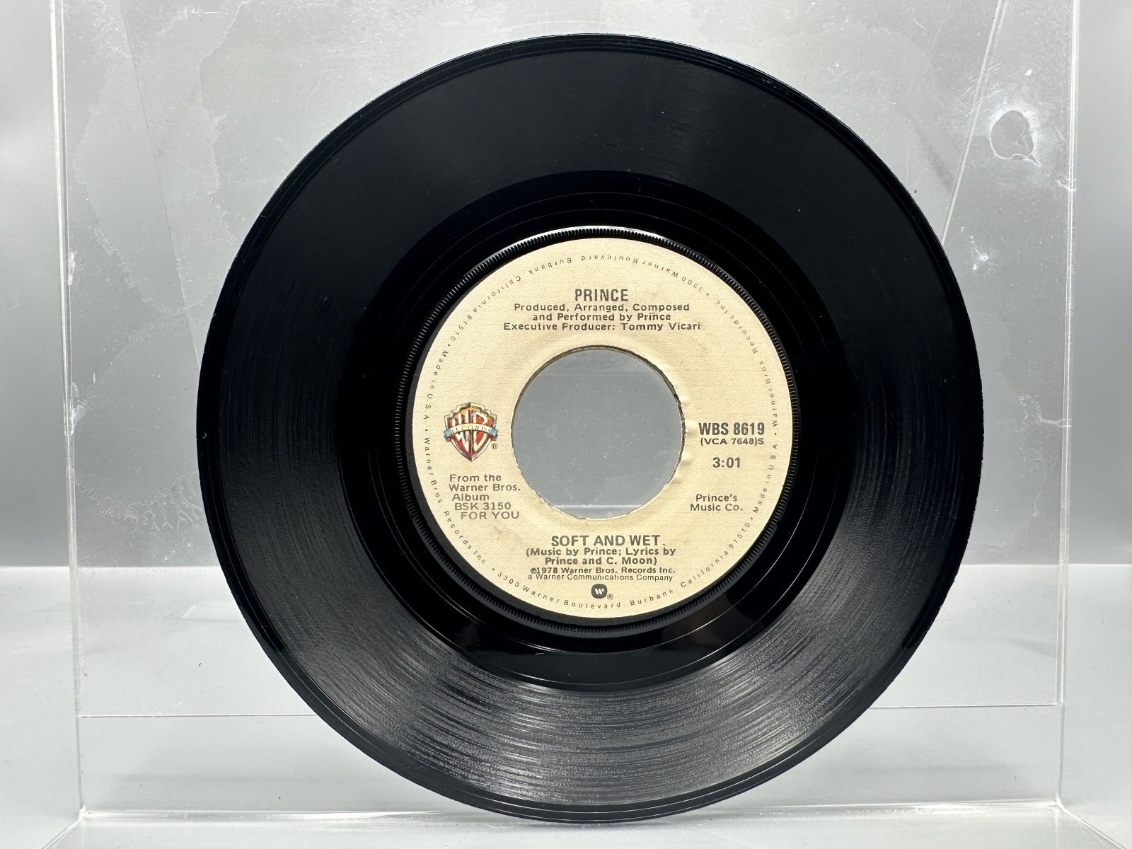 Prince: Three (3) of his early 7-inch 45 rpm records: Soft And Wet (1978); I Wanna Be Your Lover (1979); and Why You Wanna Treat Me So Bad? 