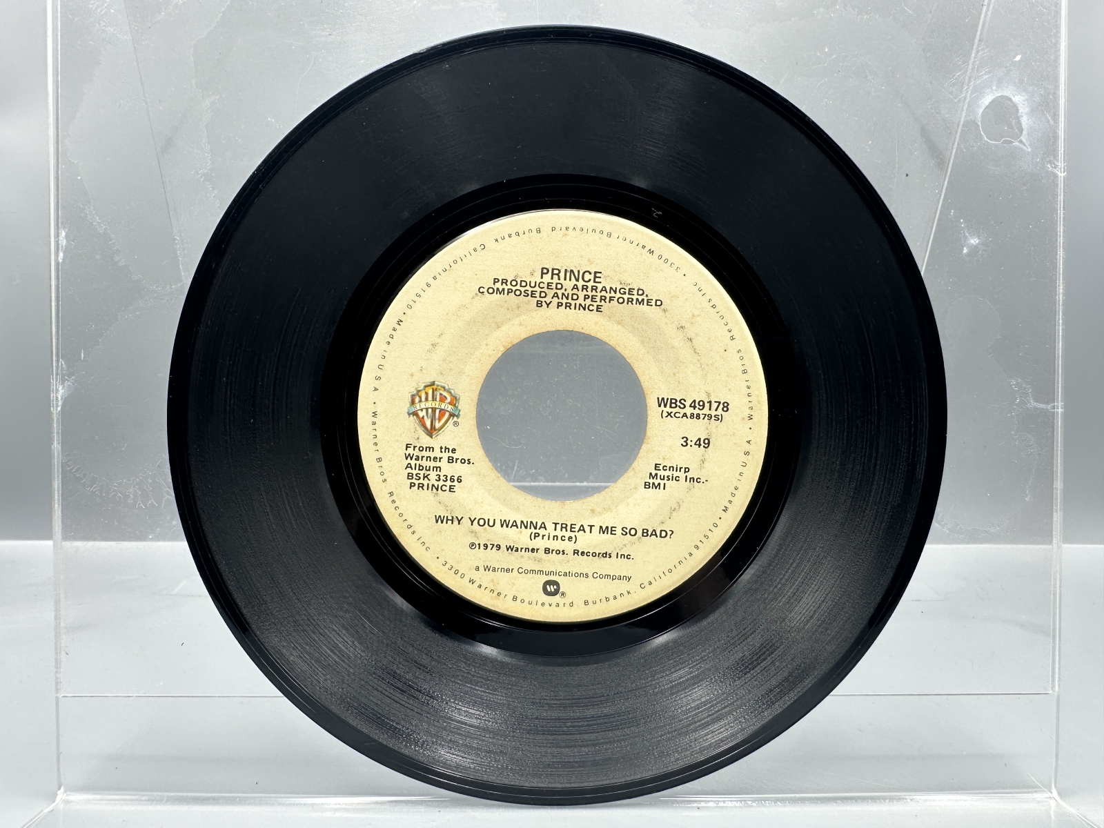 Prince: Three (3) of his early 7-inch 45 rpm records: Soft And Wet (1978); I Wanna Be Your Lover (1979); and Why You Wanna Treat Me So Bad? 