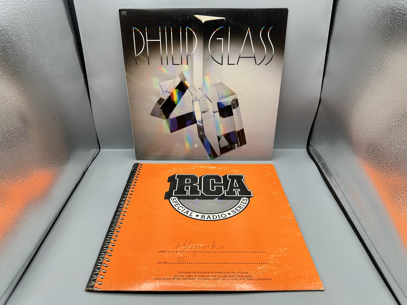 2 LP Lot: Philip Glass: Glassworks (1982); and Polyrock - Radio Special Volume III (1980) - features interview with producer Philip Glass, L