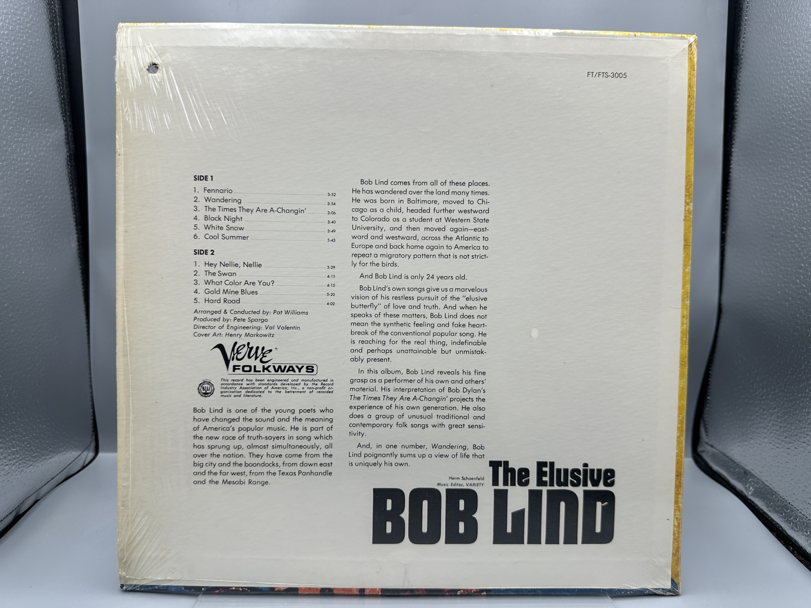 Bob Lind: The Elusive Bob Lind (1966), promo hole in cover, in original shrinkwrap
