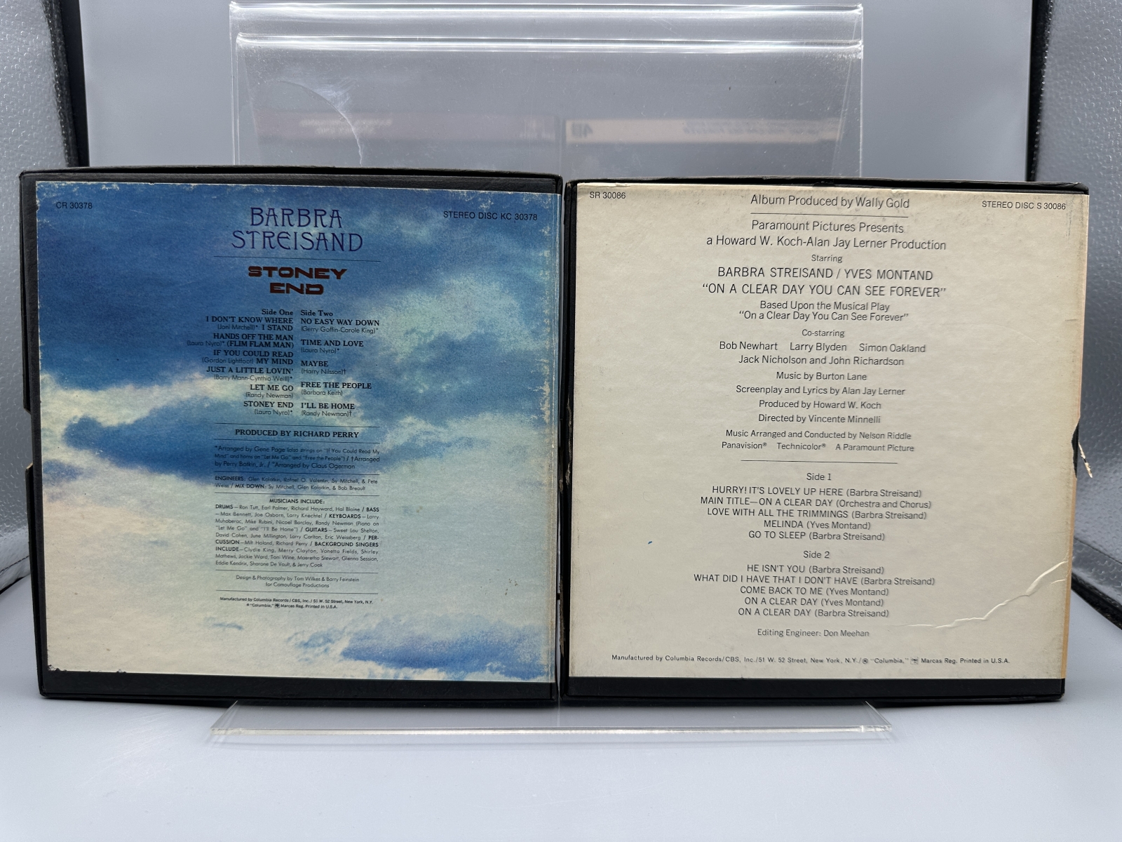 Two (2) Barbra Streisand 4-Track Stereo Reel-To-Reel Tapes: Stoney End, 3 3/4 IPS, Columbia CR 30378; and On A Clear Day You Can See Forever