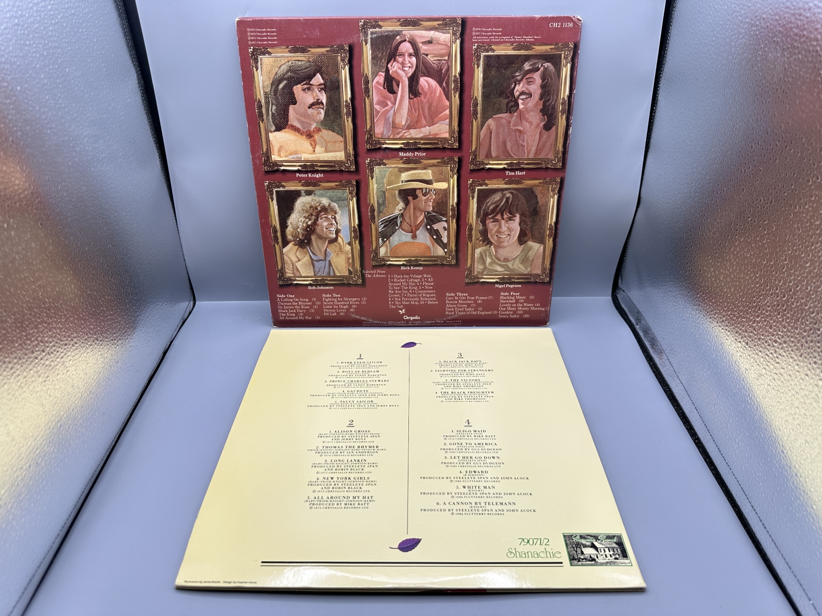 Steeleye Span (2 LP Lot): The Steeleye Span Story - Original Masters (1977), 2 LPs, gatefold, promo stamp on cover; and Portfolio (1988), 2 