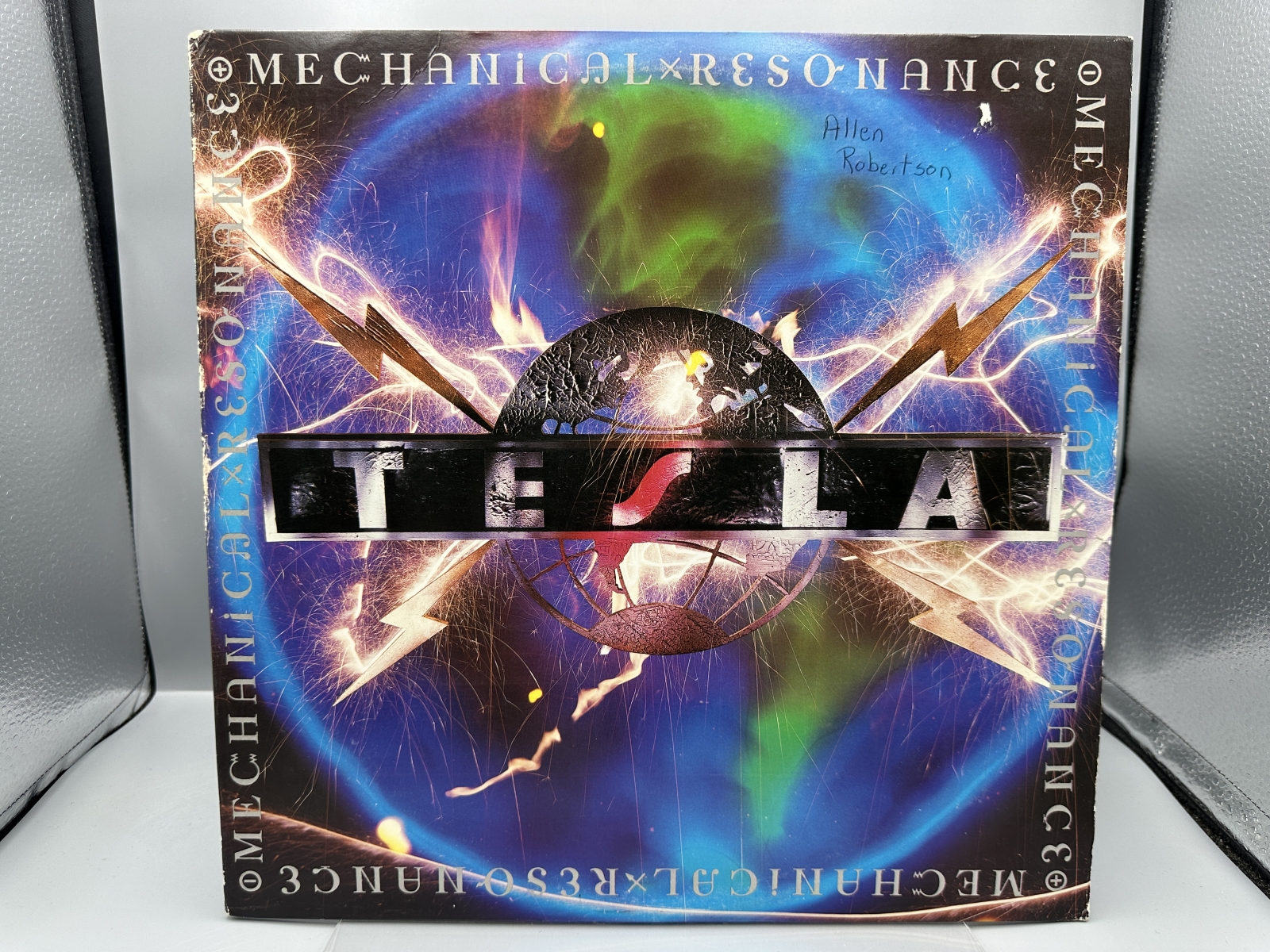 Tesla: Mechanical Resonance (1986), Club Edition, previous owner's name on cover (Heavy Metal)