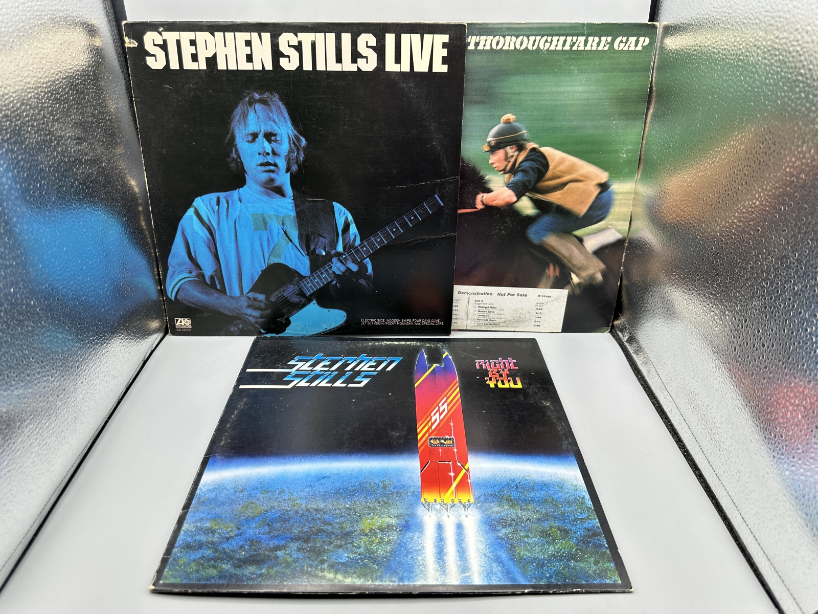 Stephen Stills (3 LP Lot): Stephen Stills Live (1975), promo-notch in cover; Thoroughfare Gap (1978), white label promo, DJ promo sticker on