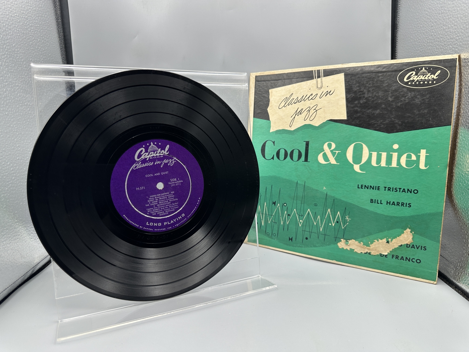 Classics In Jazz - Cool And Quiet (1953), 10-inch 33 1/3 rpm record features performances by four jazz greats: Miles Davis, Lennie Tristano,
