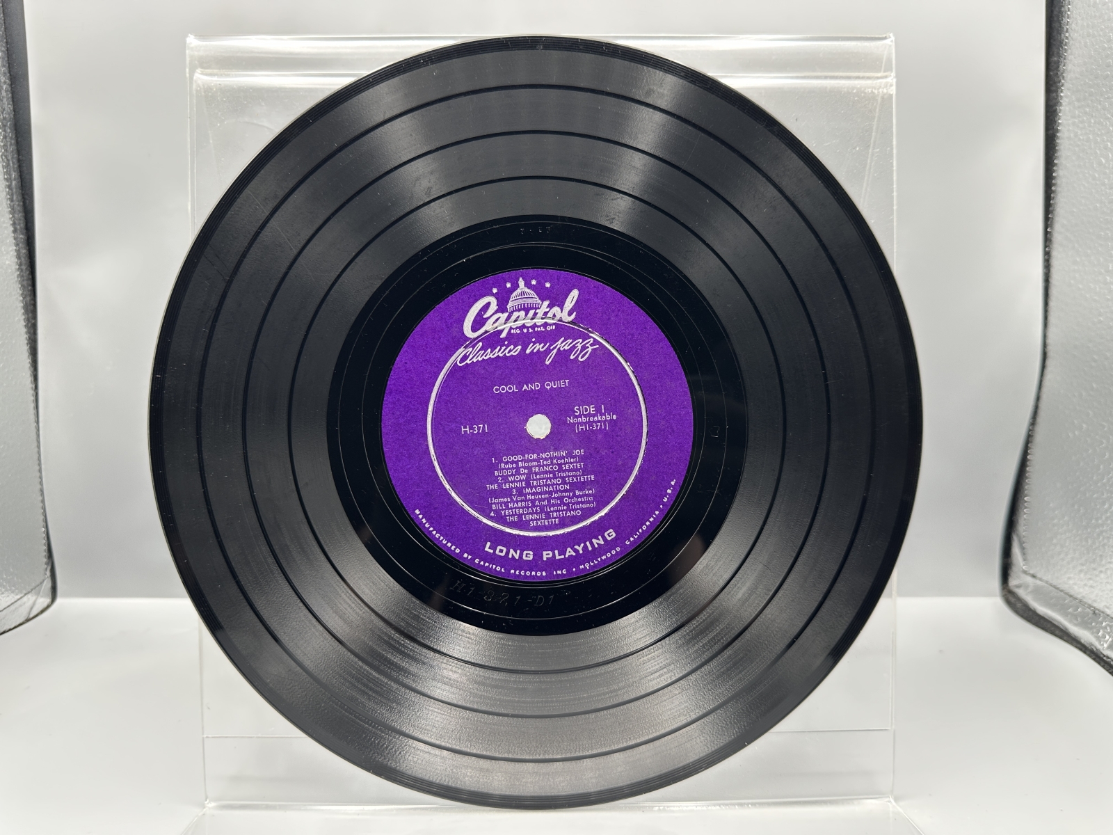 Classics In Jazz - Cool And Quiet (1953), 10-inch 33 1/3 rpm record features performances by four jazz greats: Miles Davis, Lennie Tristano,