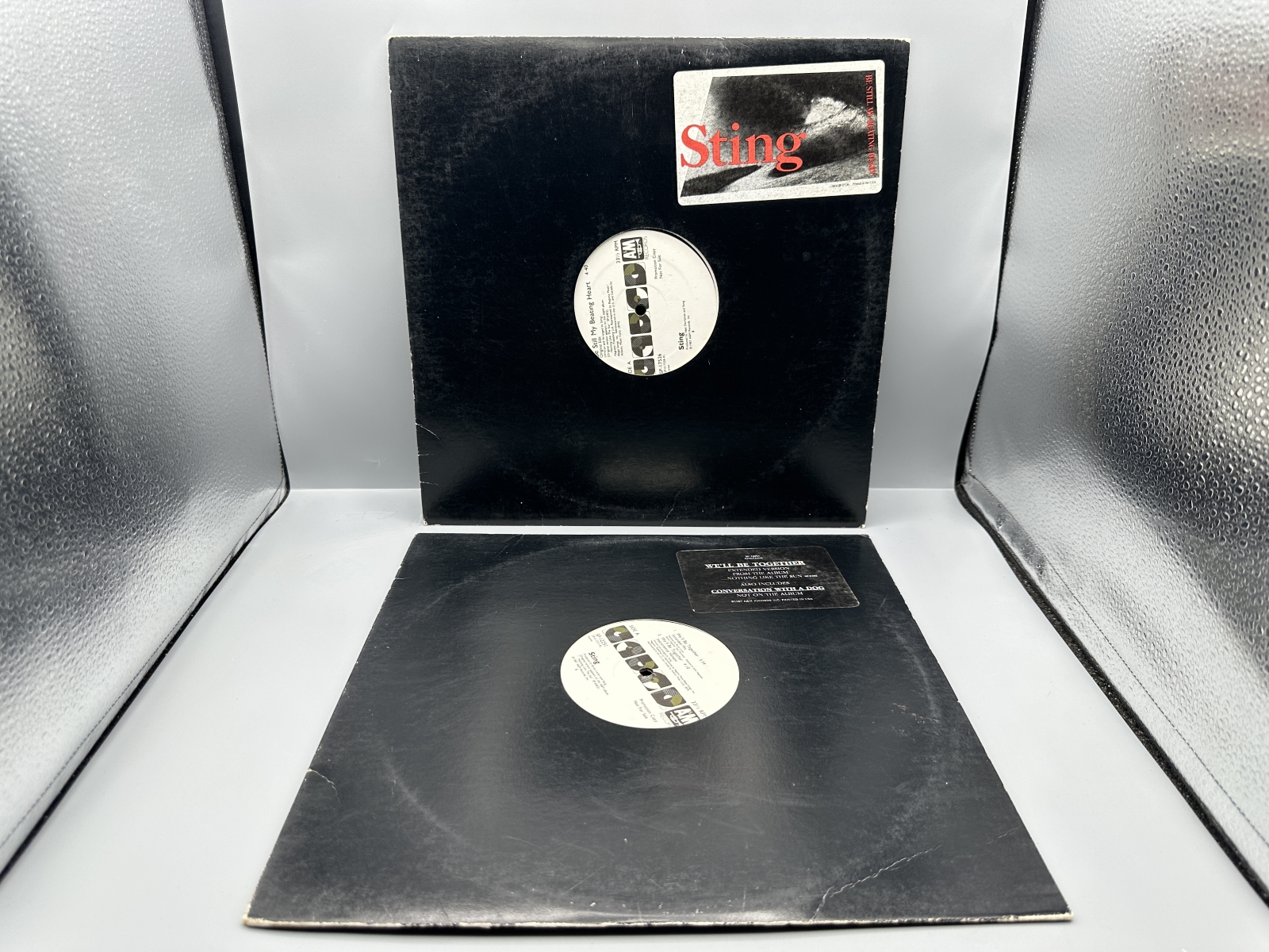 Sting (2 Record Lot): Be Still My Beating Heart (1987) and We'll Be Together/Conversation With A Dog (1987). Both records are 12-inch 33 1/3