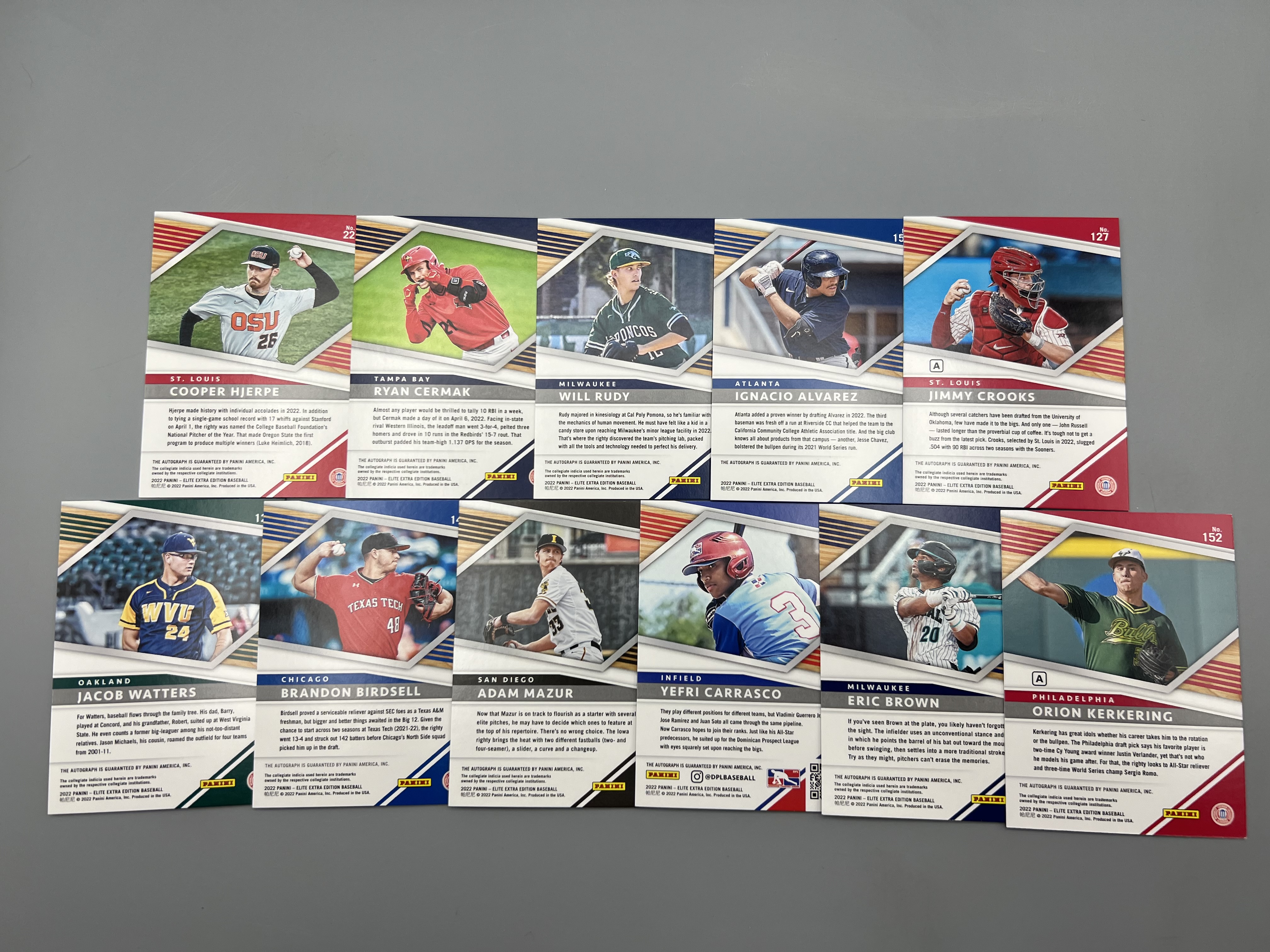 (11) Assorted Panini Elite Extra Edition Baseball Auto Cards