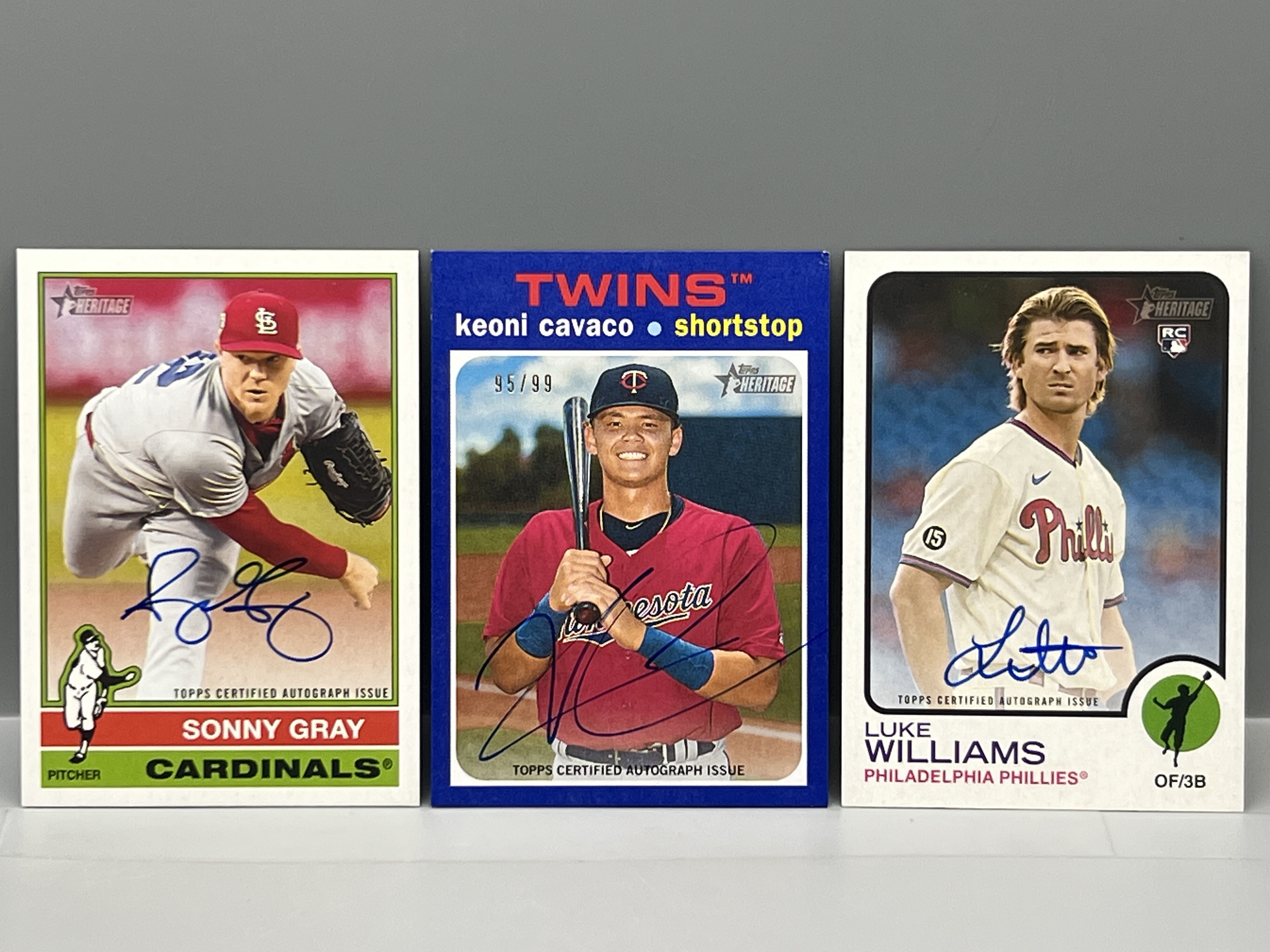 (3) Topps Heritage Baseball On Card Pack Pulled Autos - Sonny Gray