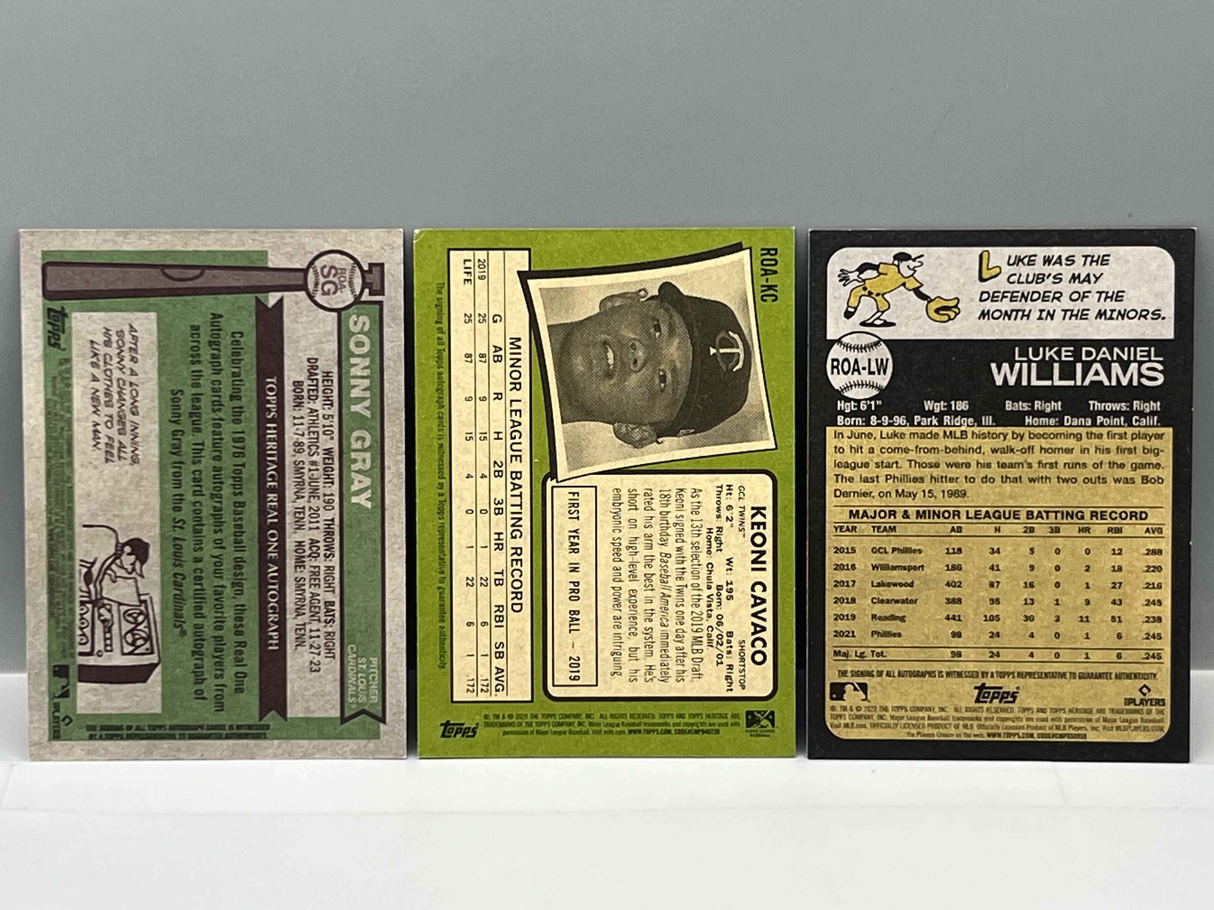 (3) Topps Heritage Baseball On Card Pack Pulled Autos - Sonny Gray