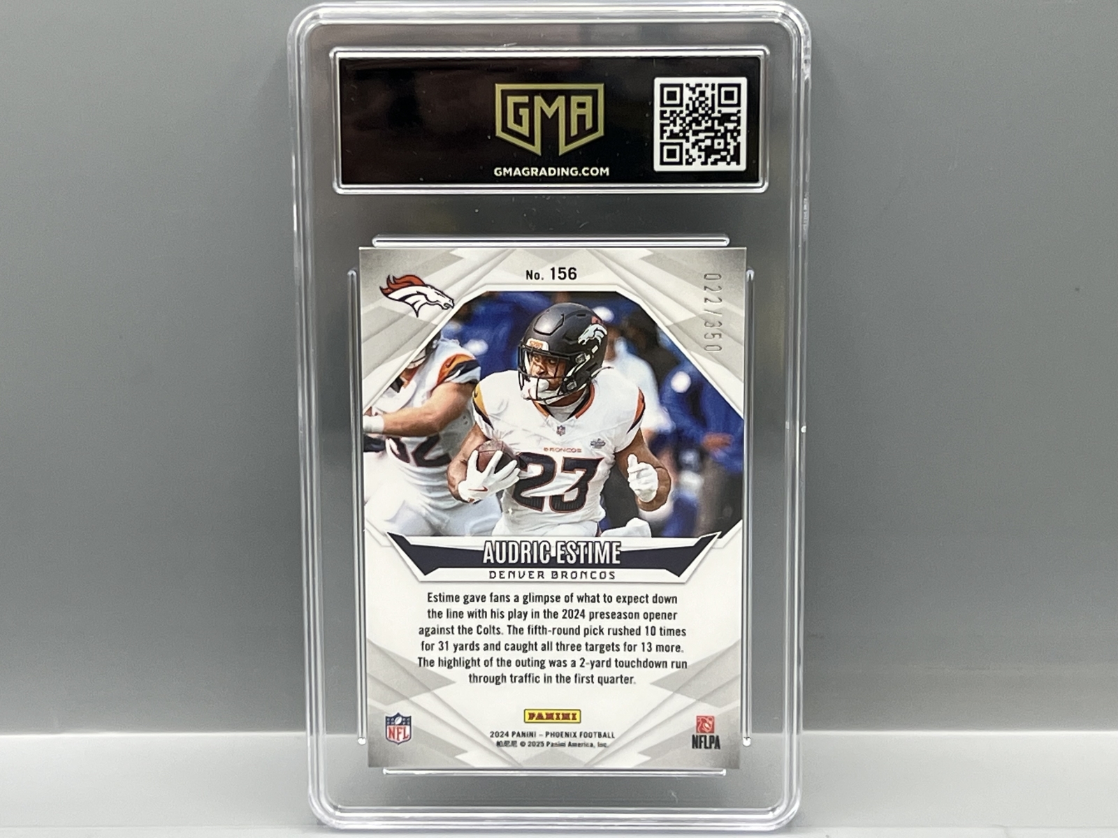 2024 Panini Phoenix Audric Estime Fire Burst RC #/350 - Slabbed By GMA Grading