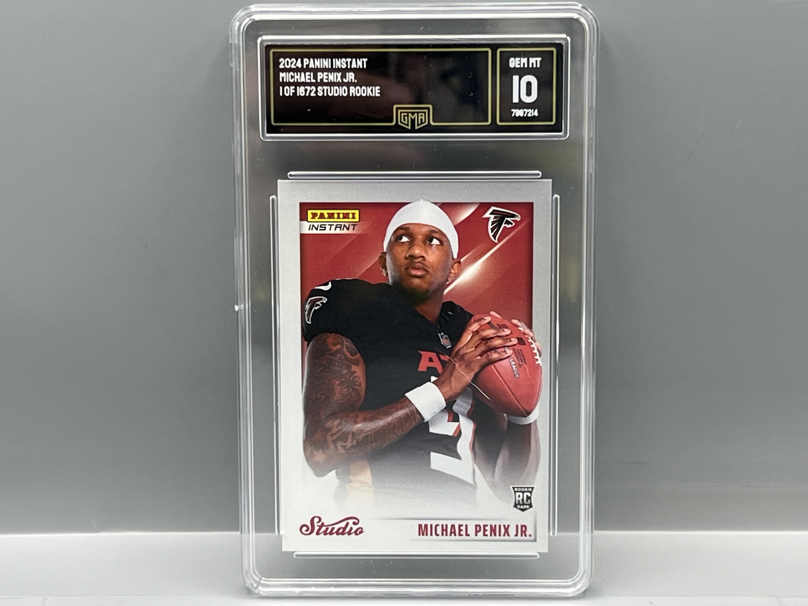 2024 Panini Instant Michael Penix Jr. Studio RC #/1672 - Slabbed By GMA Grading
