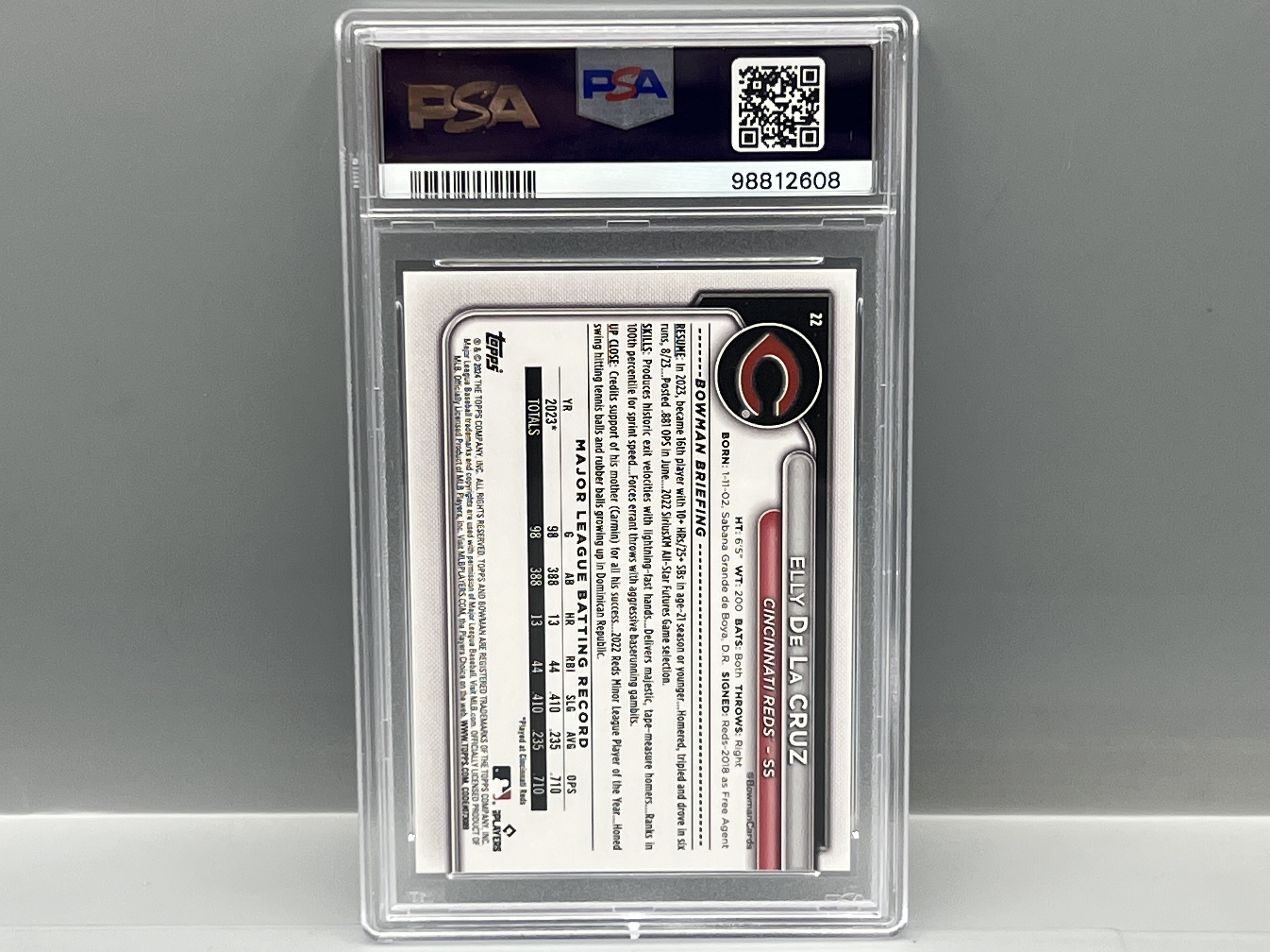 2024 Bowman Elly De La Cruz RC #22 PSA Gem Mint 10