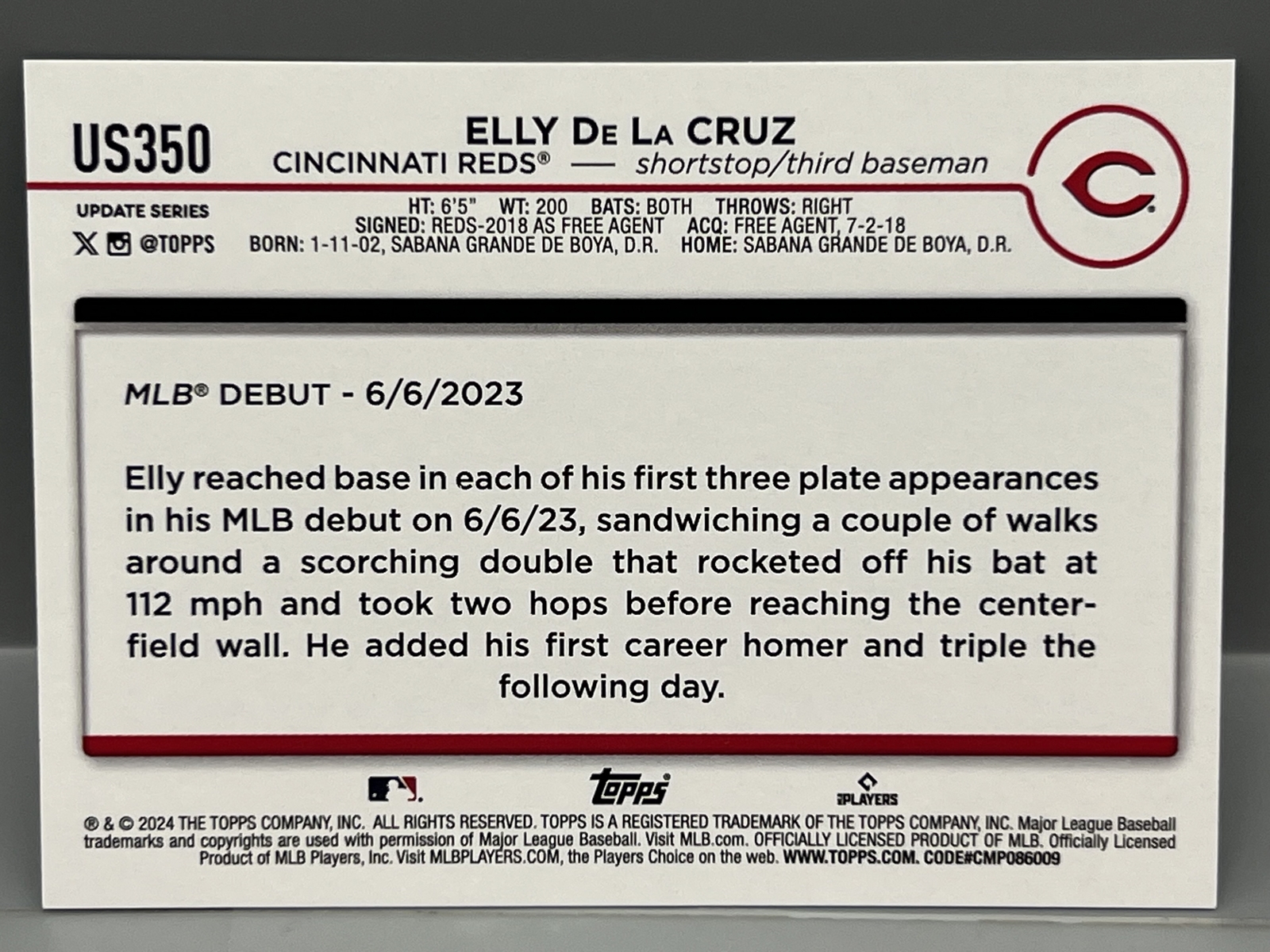 2024 Topps Update Elly De La Cruz RC #US350