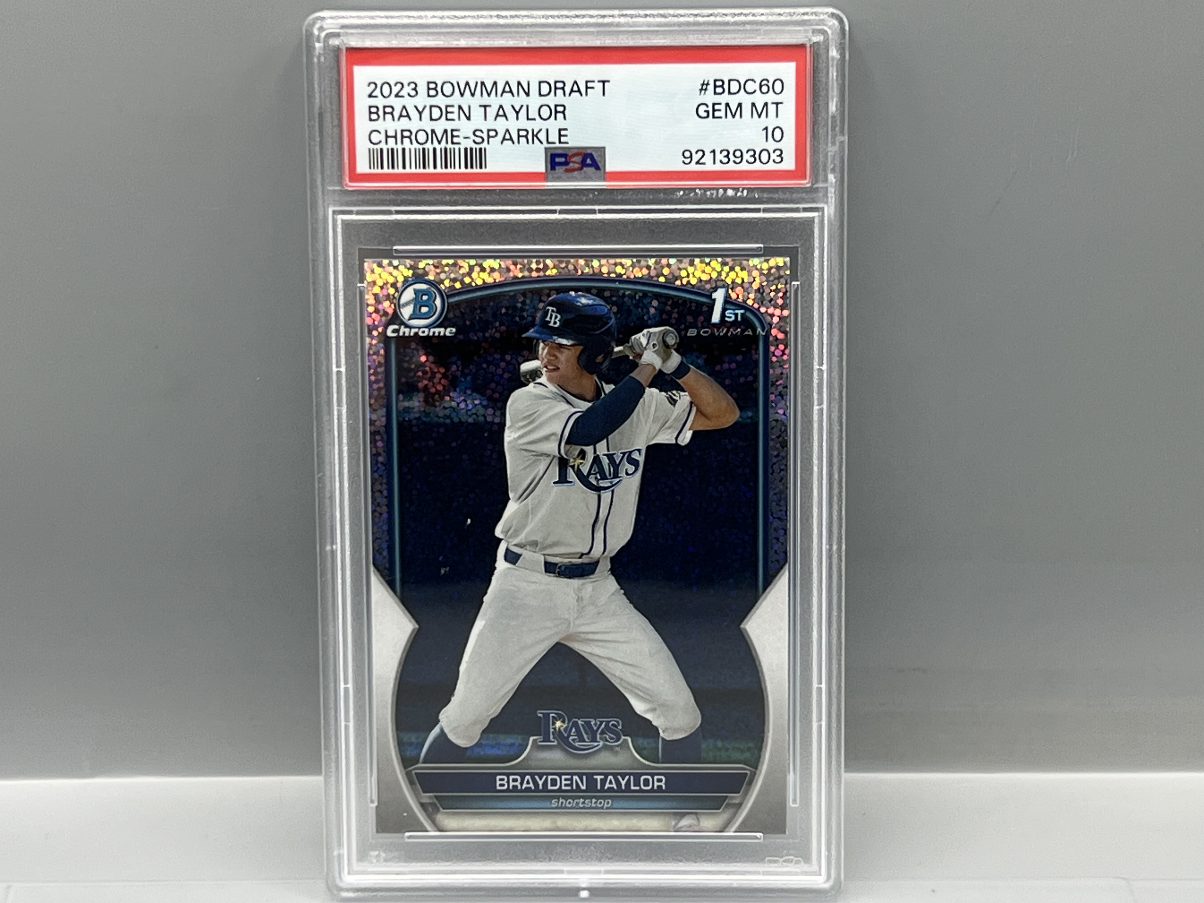 2023 Bowman Chrome Draft Brayden Taylor 1st Bowman RC Sparkle Refractor #BDC60 PSA Gem Mint 10