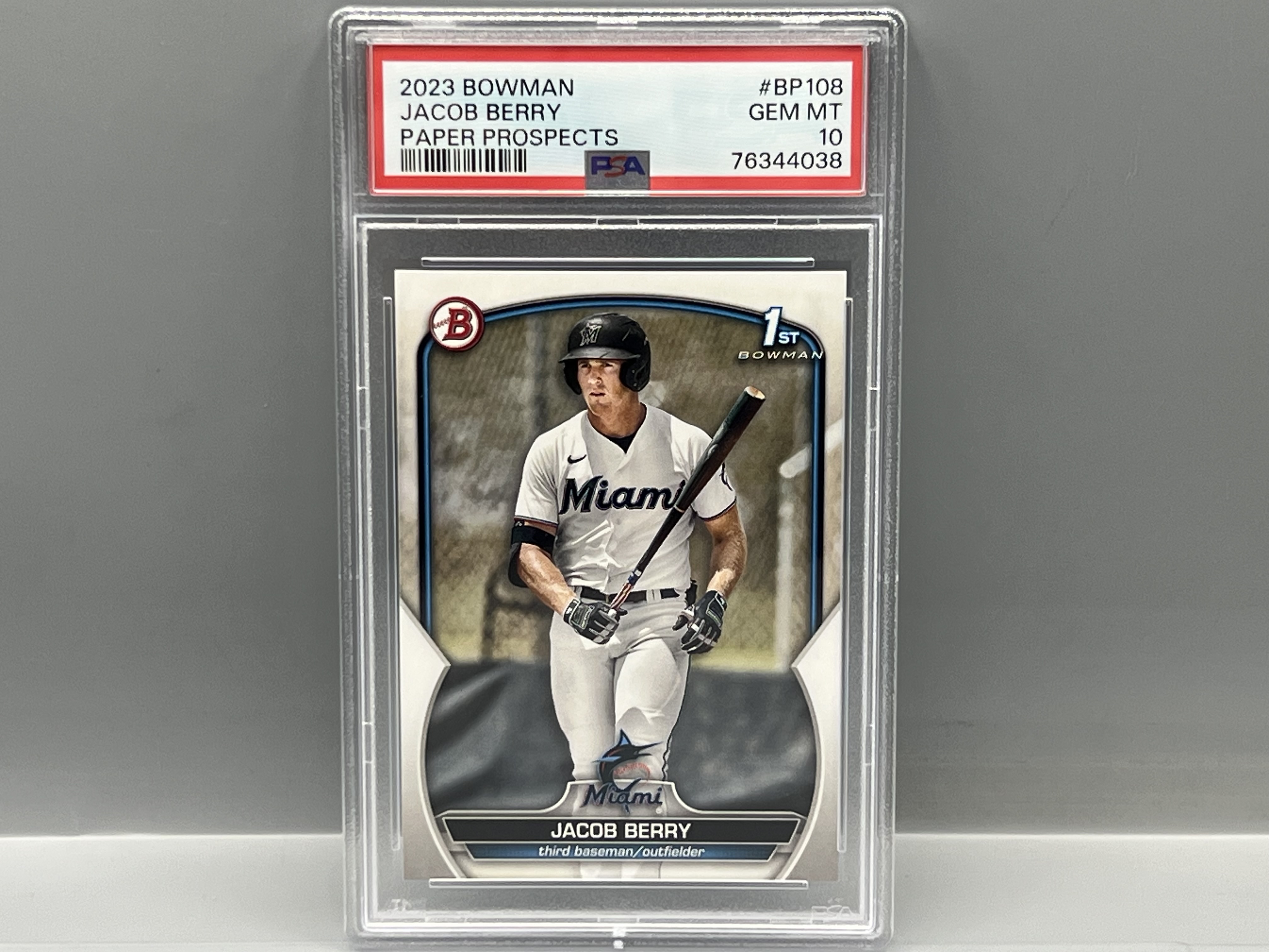 2023 Bowman Paper Jacob Berry 1st Bowman RC #BP108 PSA Gem Mint 10