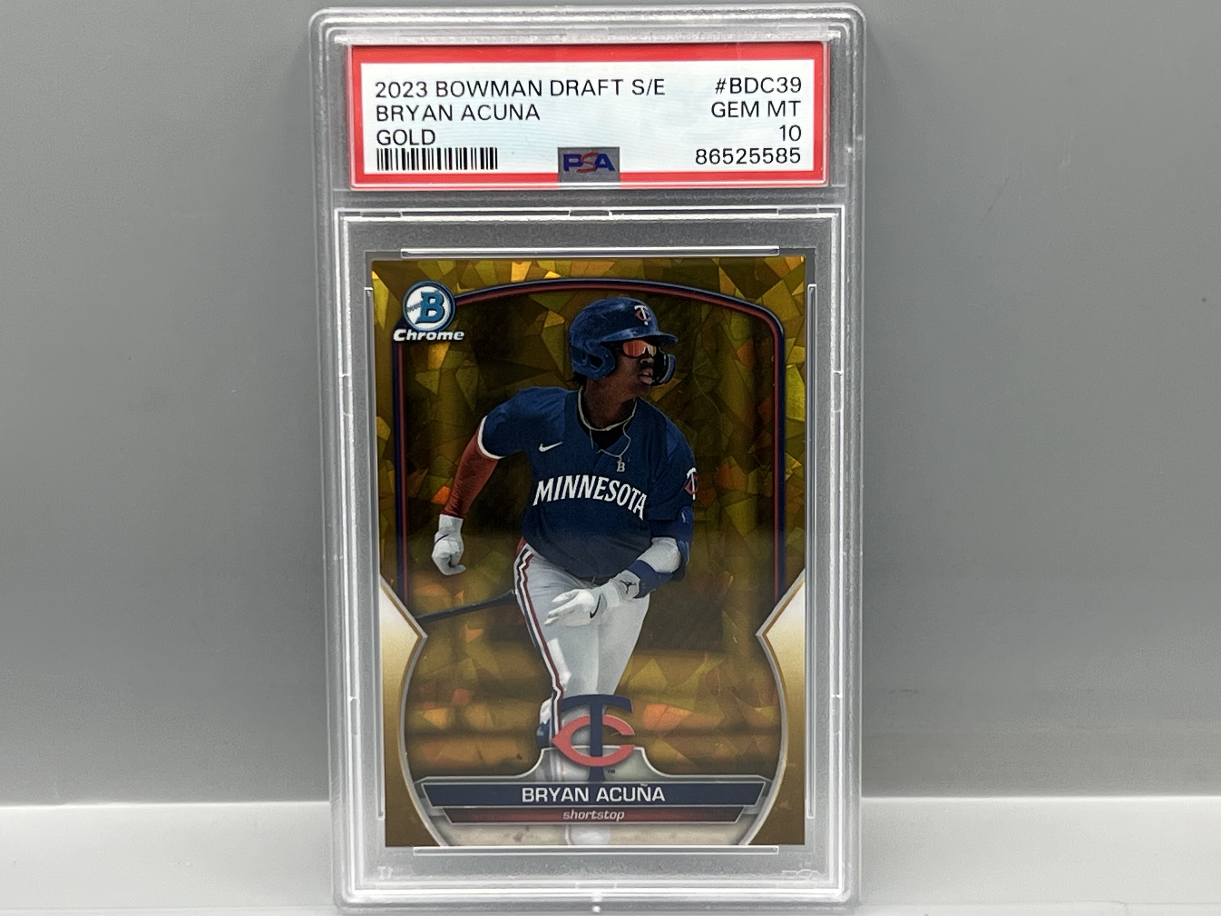 2023 Bowman Chrome Sapphire Bryan Acuna Gold Refractor #/50 PSA Gem Mint 10