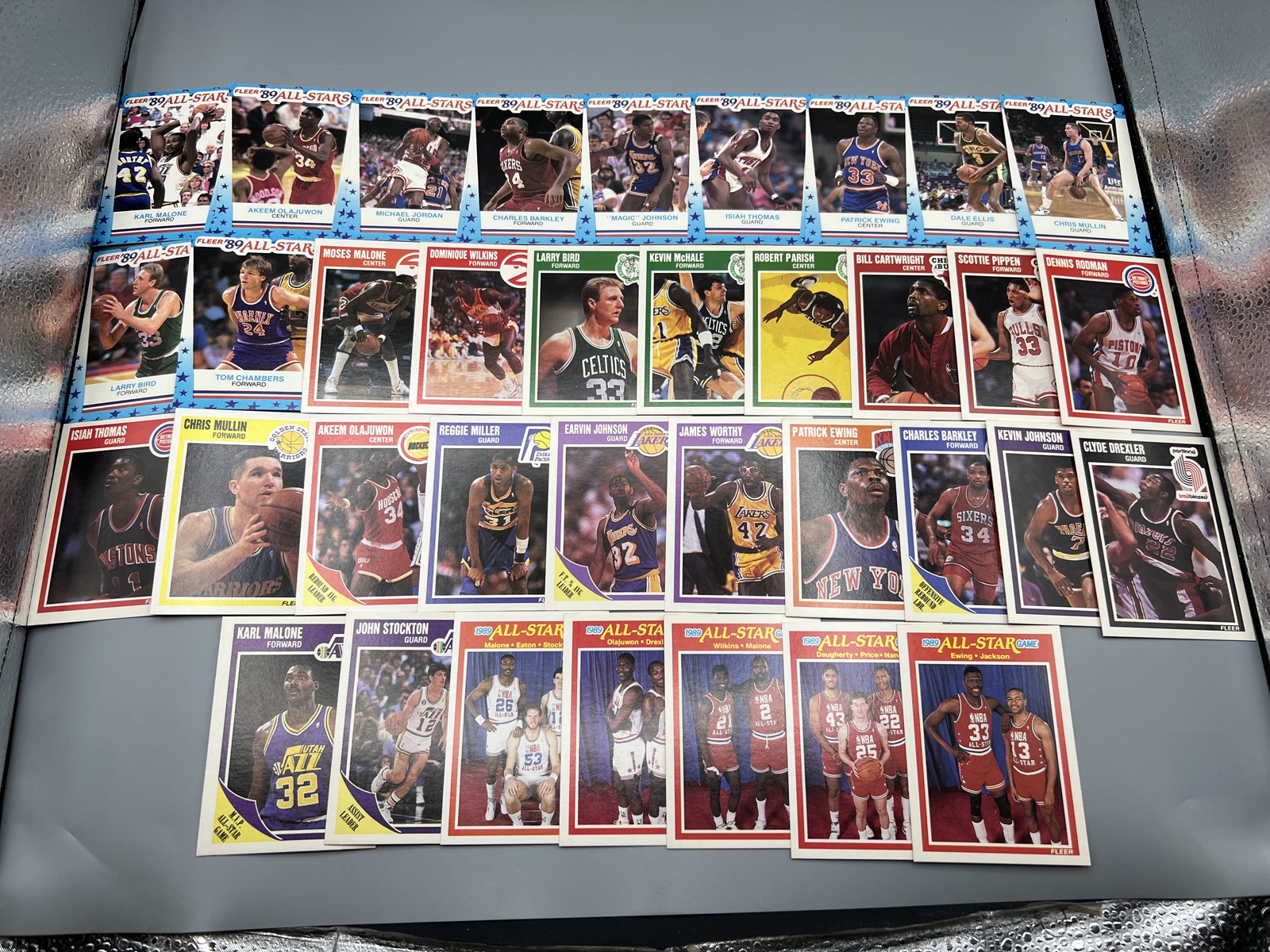 1989 Fleer Basketball Complete 11 Card Sticker Set Inc. Michael Jordan W/ Extra Star Player Cards From Set