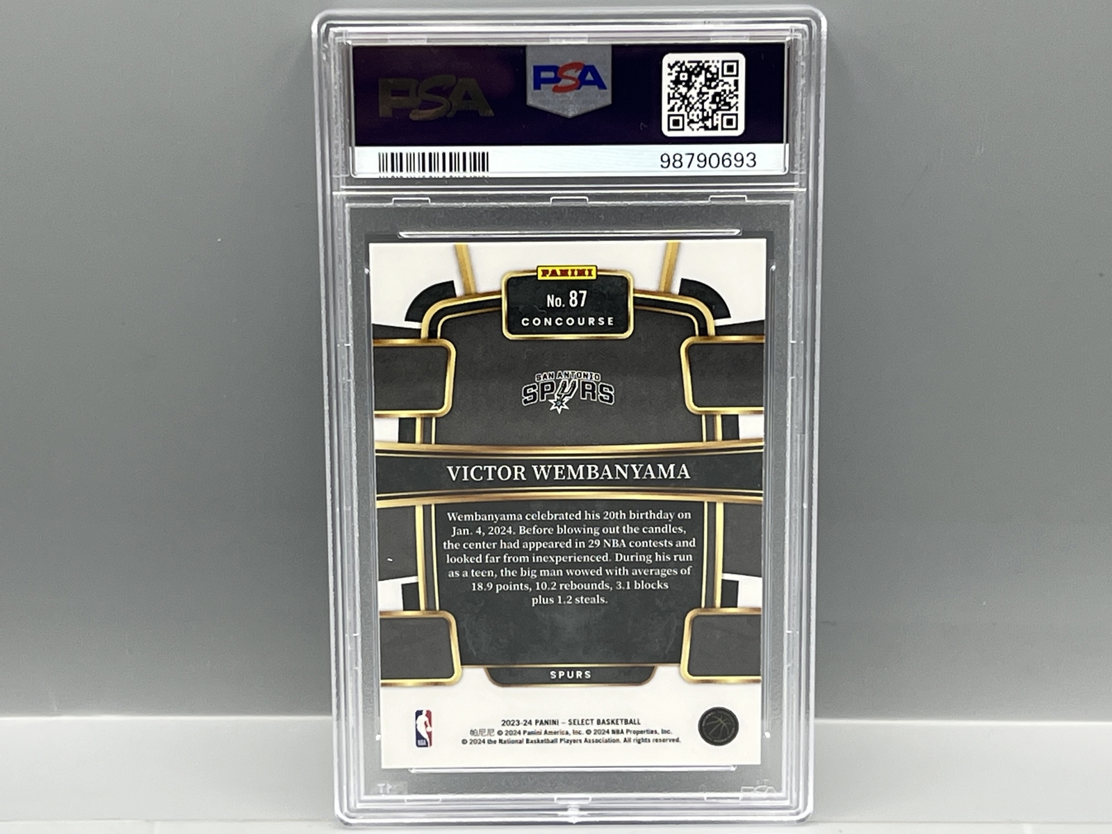 2023 Panini Select Victor Wembanyama RC #87 PSA Mint 9