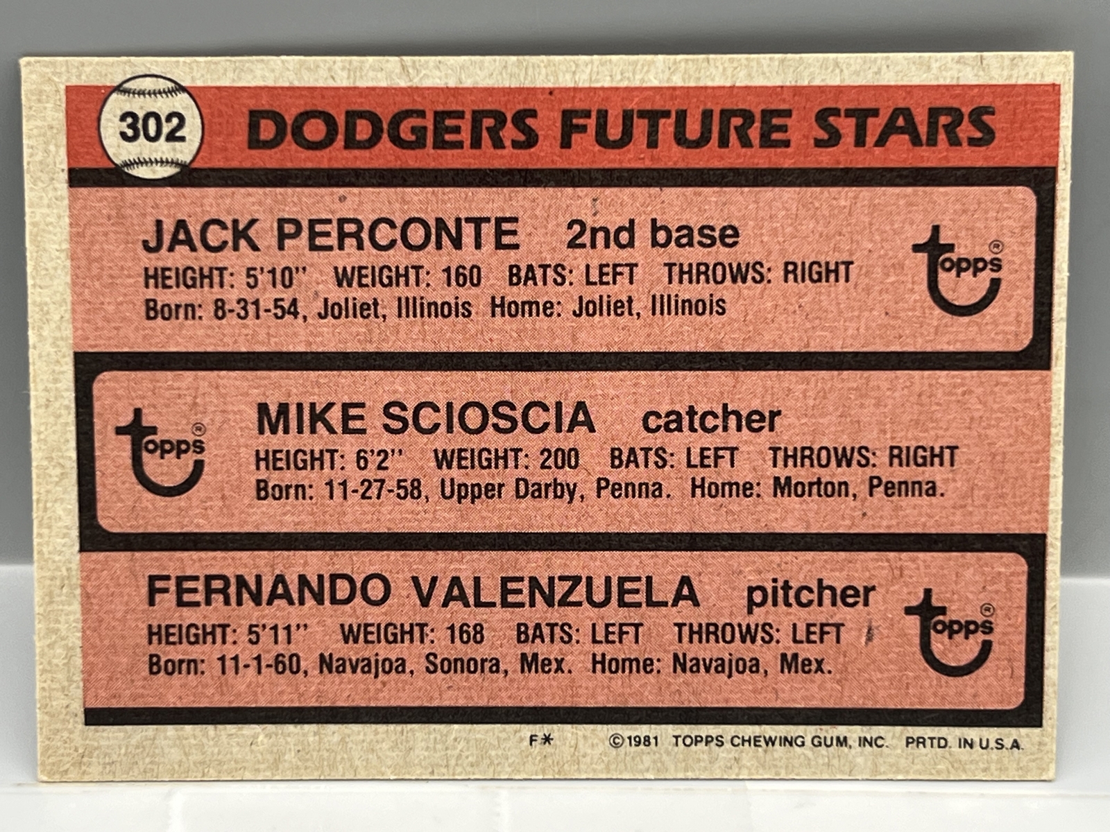 1981 Topps Fernando Valenzuela RC #302