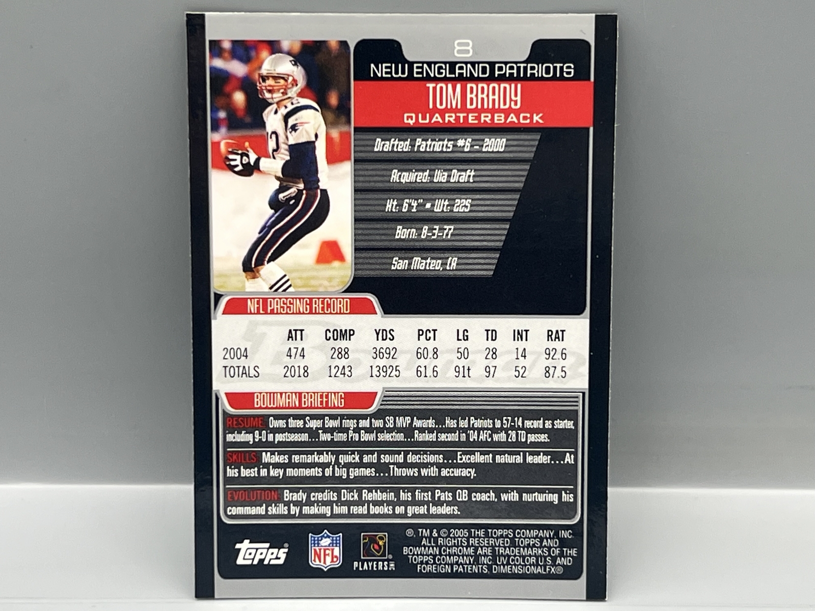 2005 Bowman Chrome Tom Brady #8