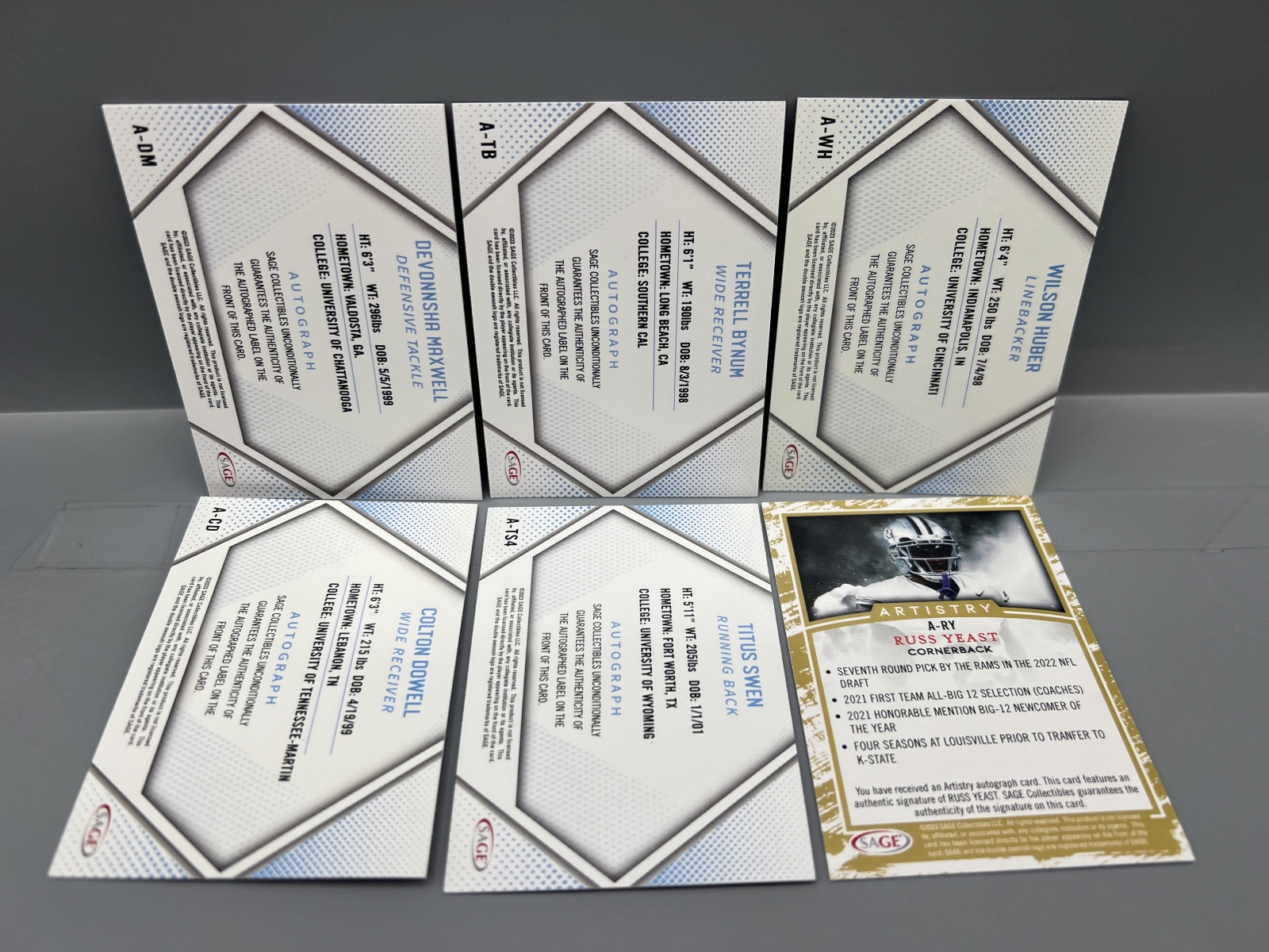 (6) Assorted Sage Football Pack Pulled RC Autos