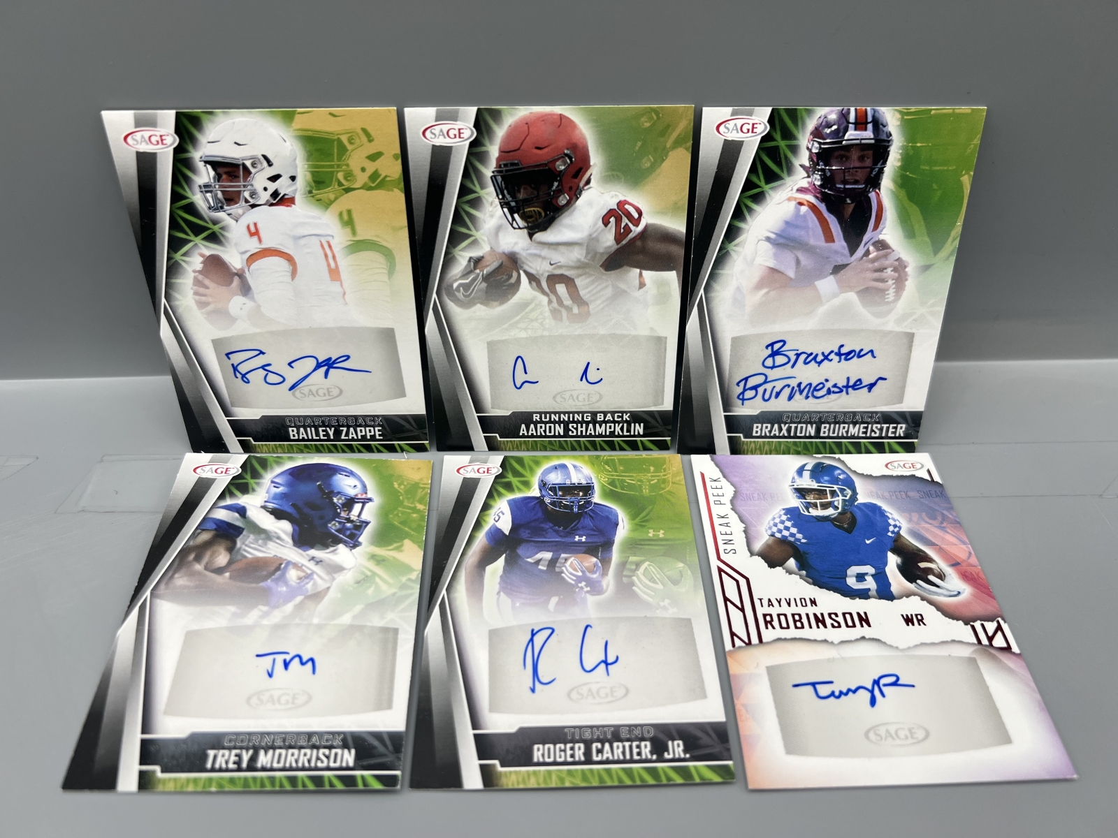 (6) Assorted Sage Football Pack Pulled RC Autos - Bailey Zappe