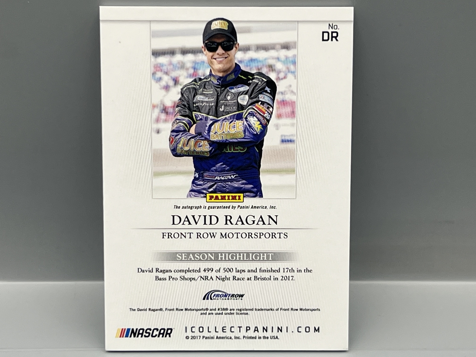 2017 Panini Private Signings David Ragan #1/1 Auto