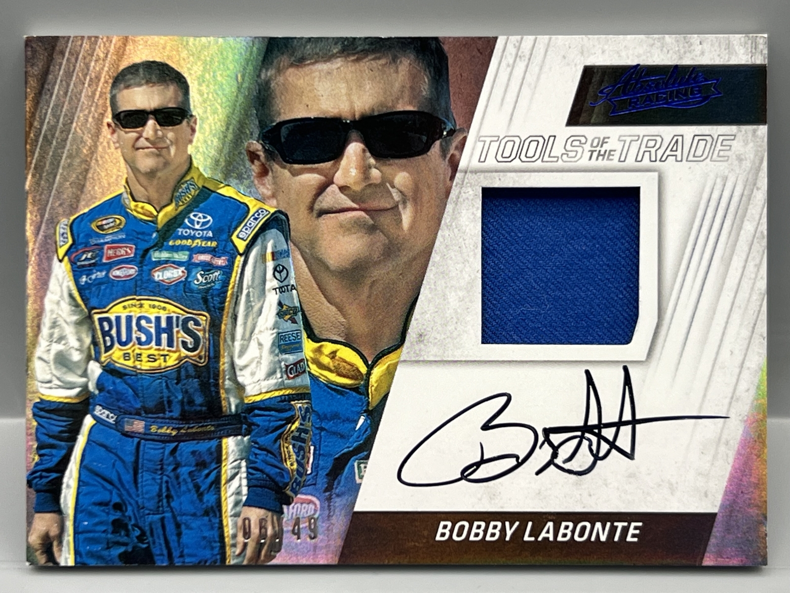 2017 Panini Absolute Racing Bobby LaBonte Tools of The Trade Race Used Patch Auto #/49