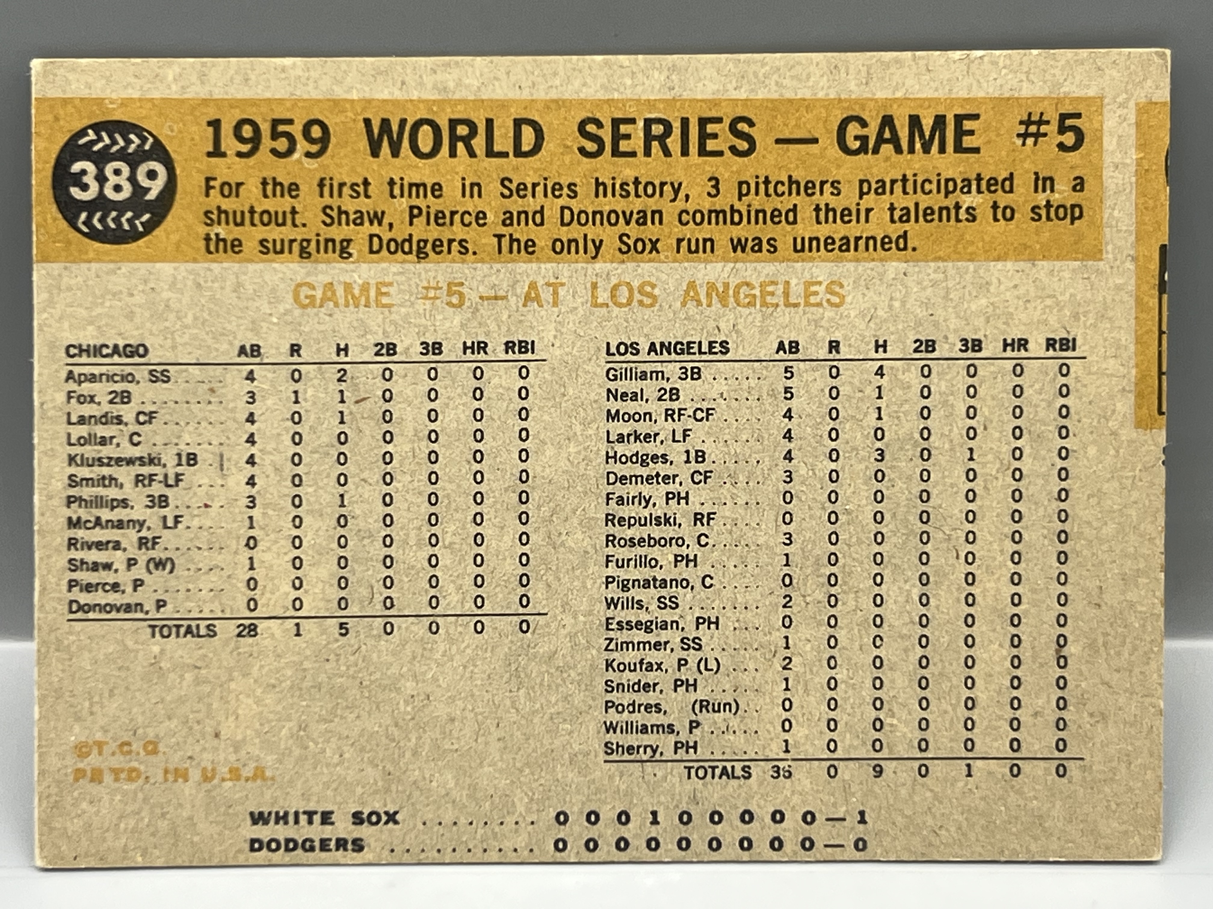 1960 Topps Luis Aparicio World Series #389
