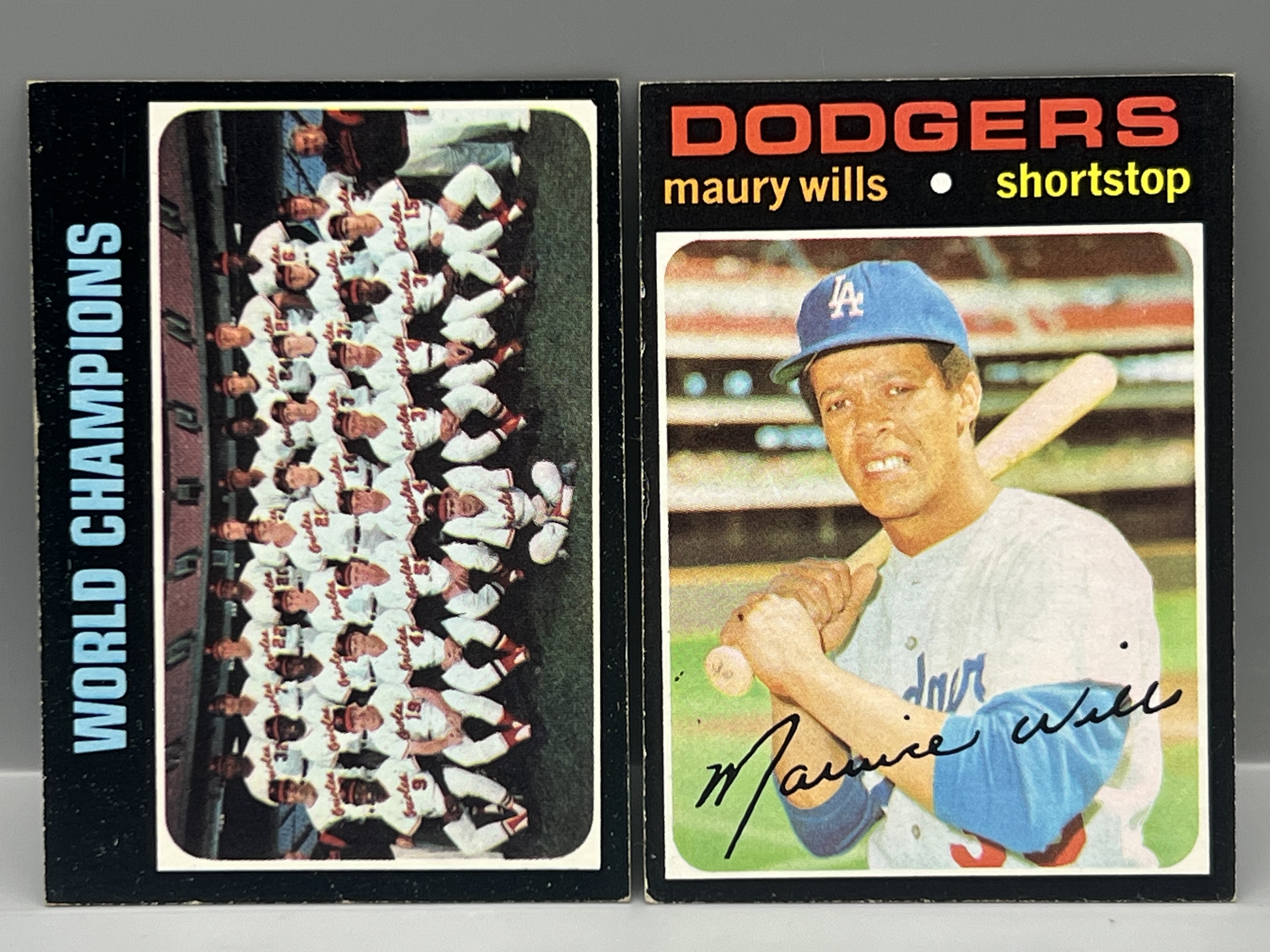 1971 Topps World Champions #1 & Maury Wills #385