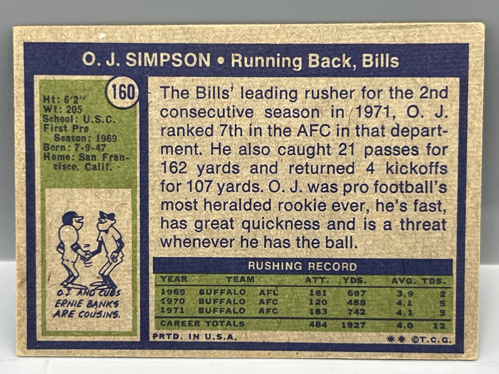 1972 Topps OJ Simpson #160