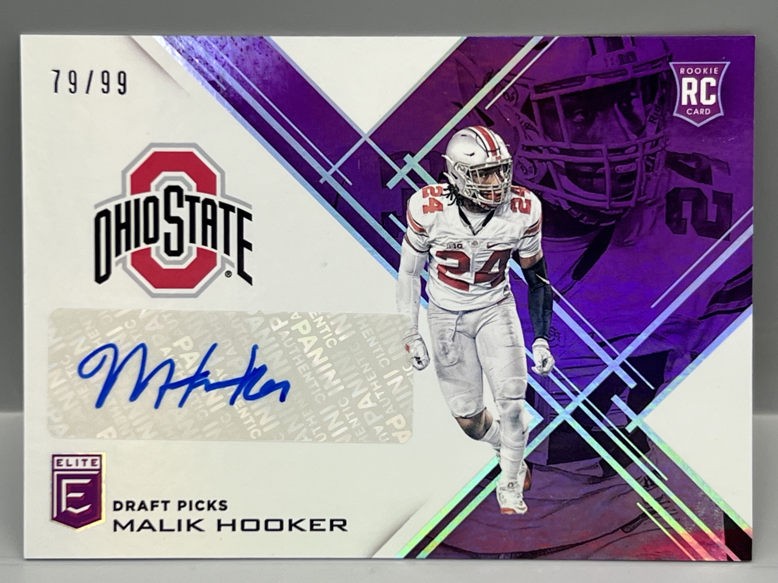 2017 Panini Donruss Elite Malik Hooker Purple RC Auto #/99