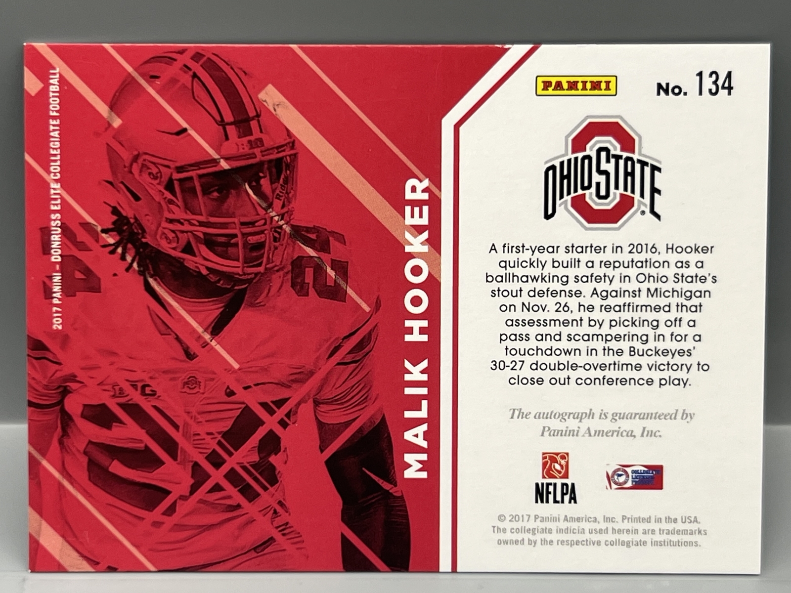 2017 Panini Donruss Elite Malik Hooker Purple RC Auto #/99
