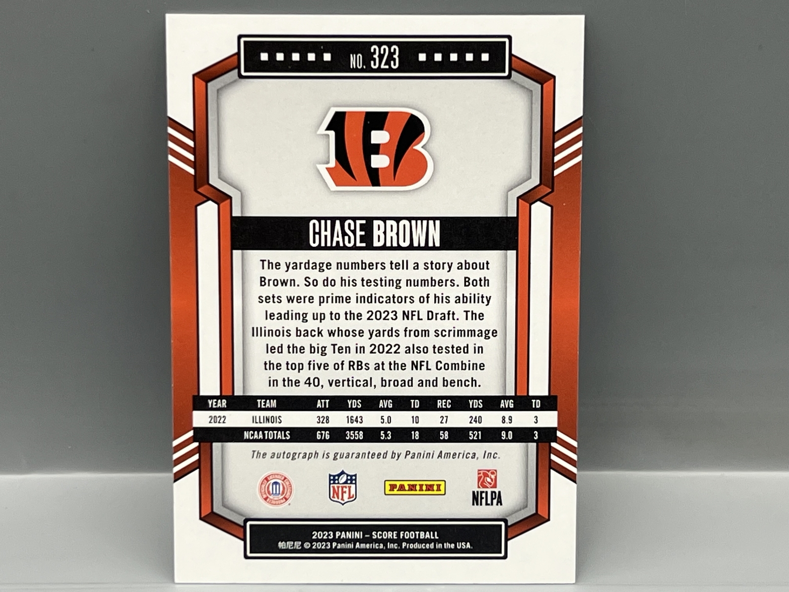 2023 Panini Score Chase Brown RC Auto #323