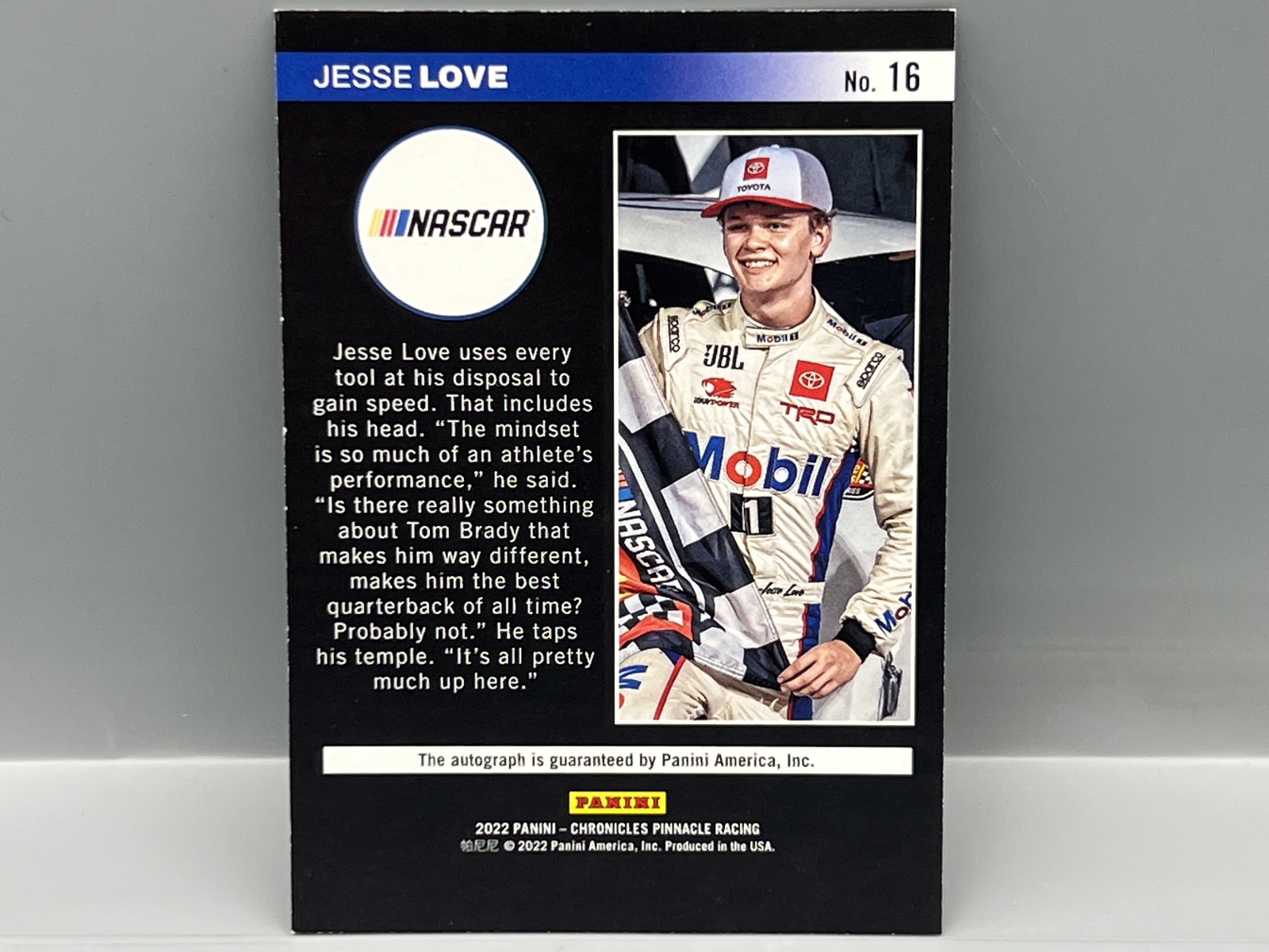 2022 Panini Chronicles Pinnacle Racing Jesse Love Auto #/10
