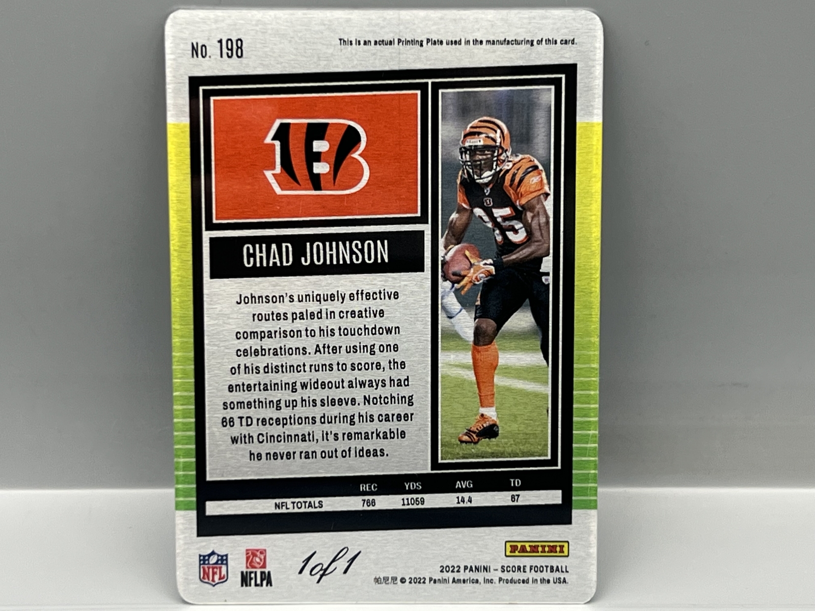 2022 Panini Score Chad Johnson #1/1 Printing Plate - Ochocinco