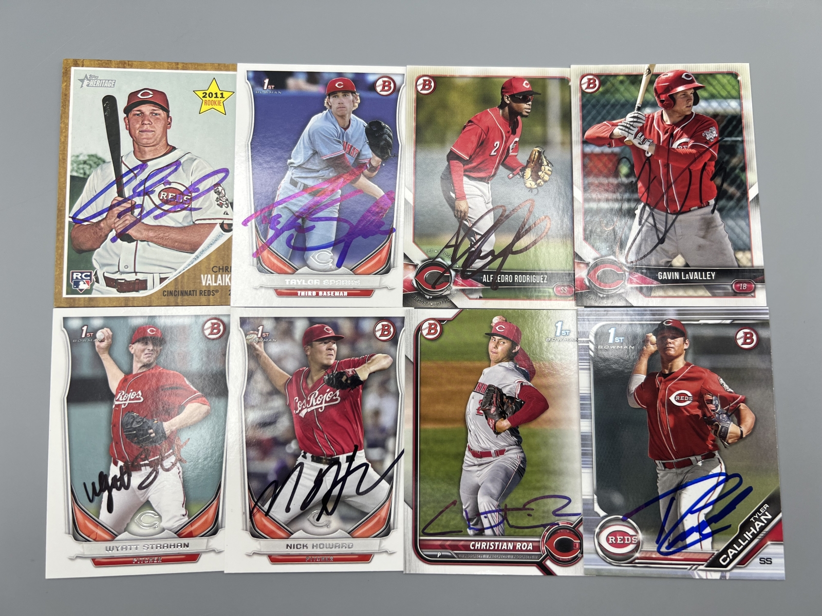 (8) Assorted Cincinnati Reds Baseball Prospect/RC In Person Autos - No COAs
