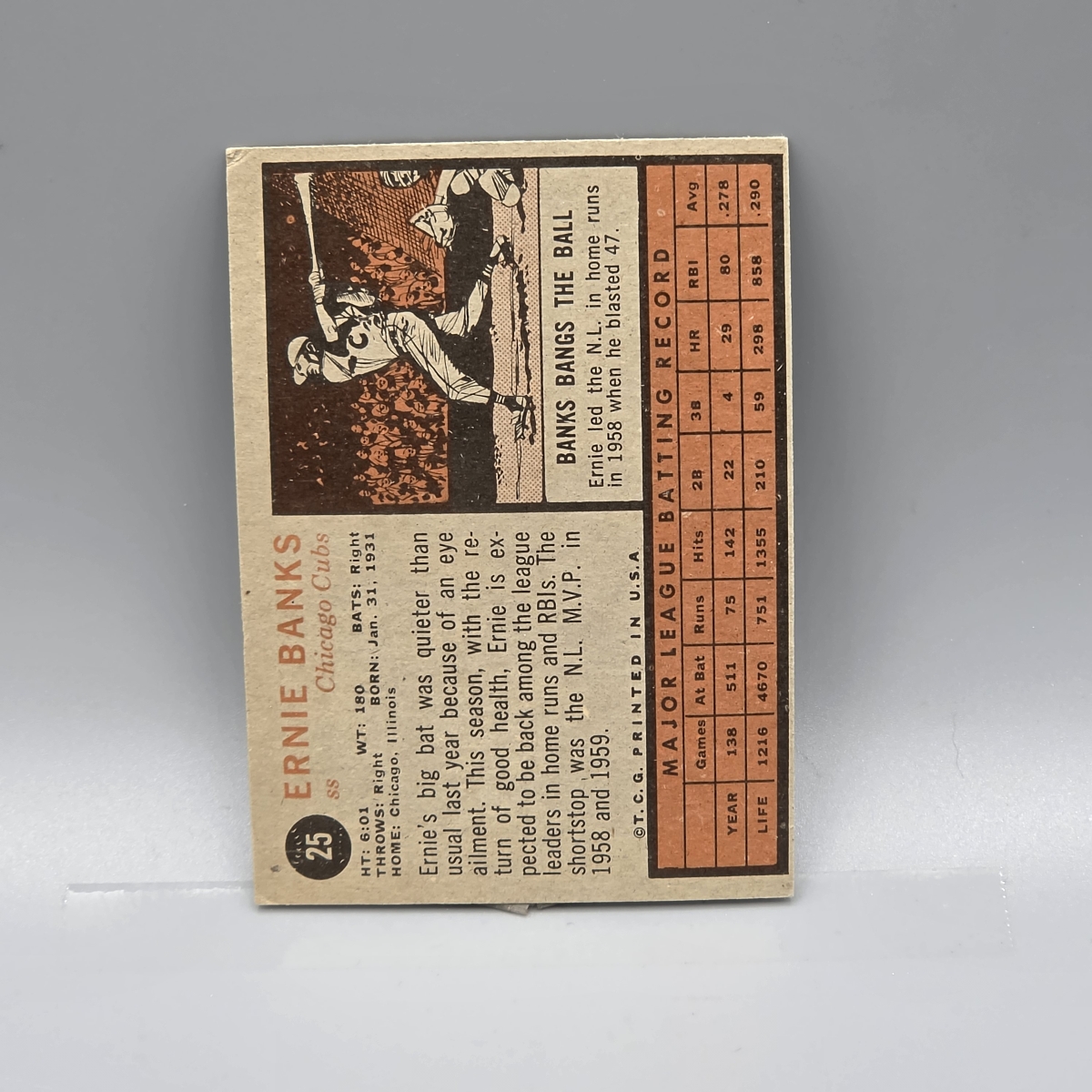 1962 Topps Ernie Banks #25 HOF