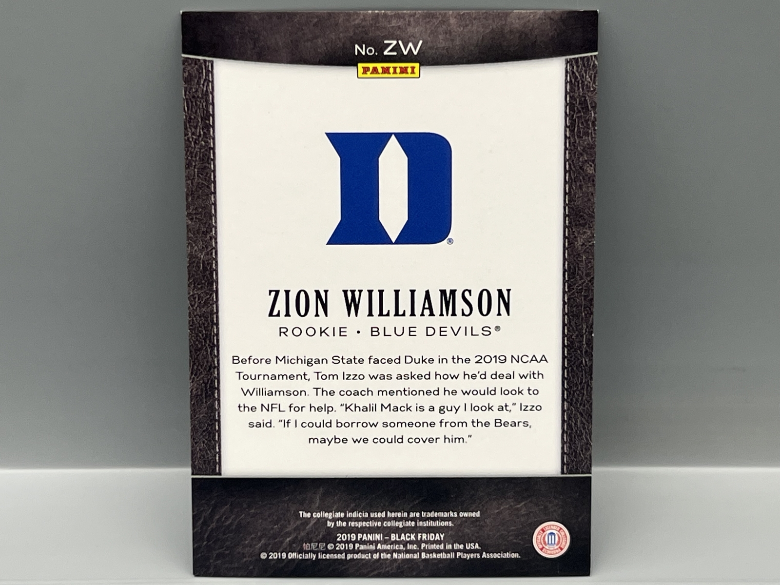 2019 Panini Black Friday Zion Williamson RC #/199