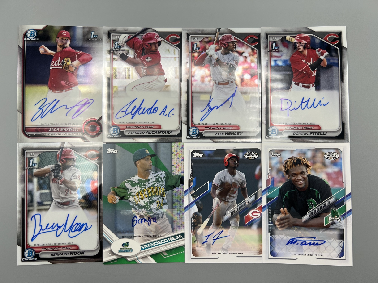 (8) Assorted Cincinnati Reds Baseball Prospect/RC Pack Pulled Autos