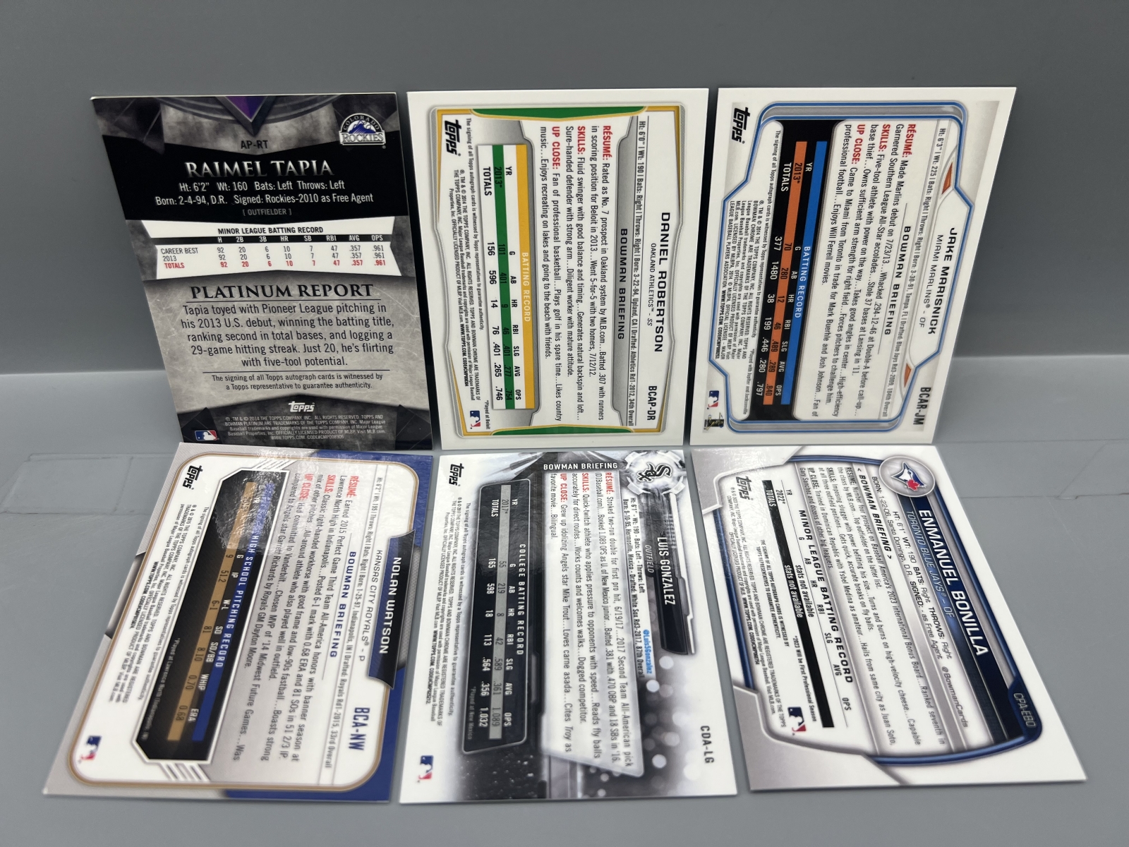 (6) Assorted Bowman Baseball Pack Pulled Prospect/RC Autos