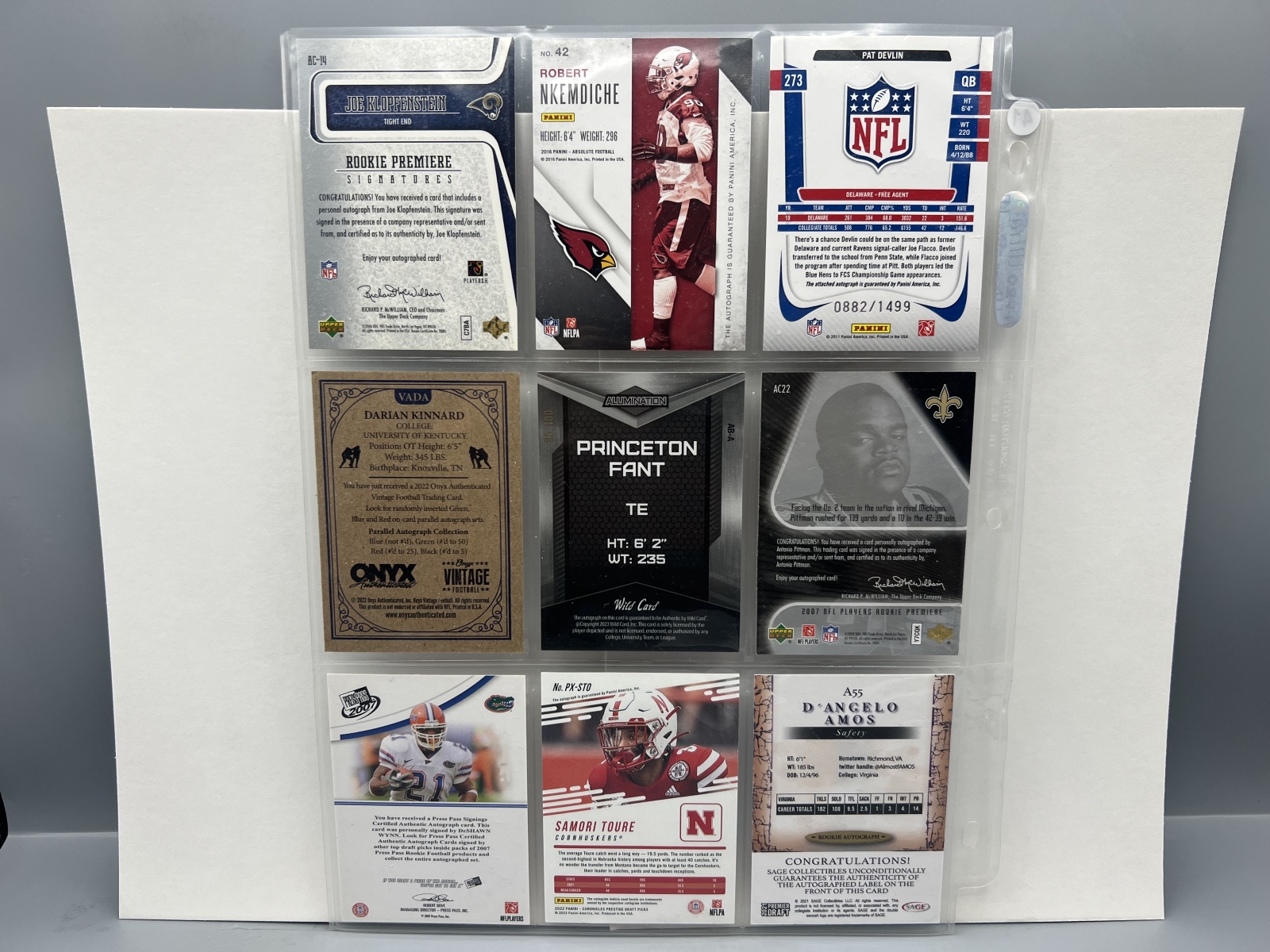 (9) Assorted Football Autograph Cards